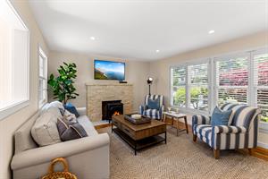 Living Room has a Gas Fireplace and a Smart TV