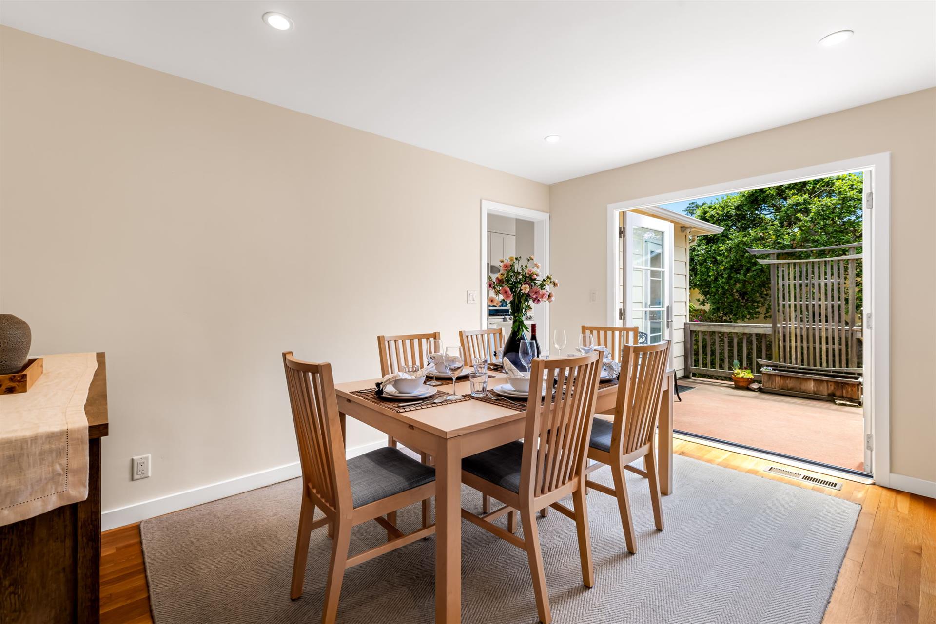 Dining Area Seats Six and has Access to the Patio