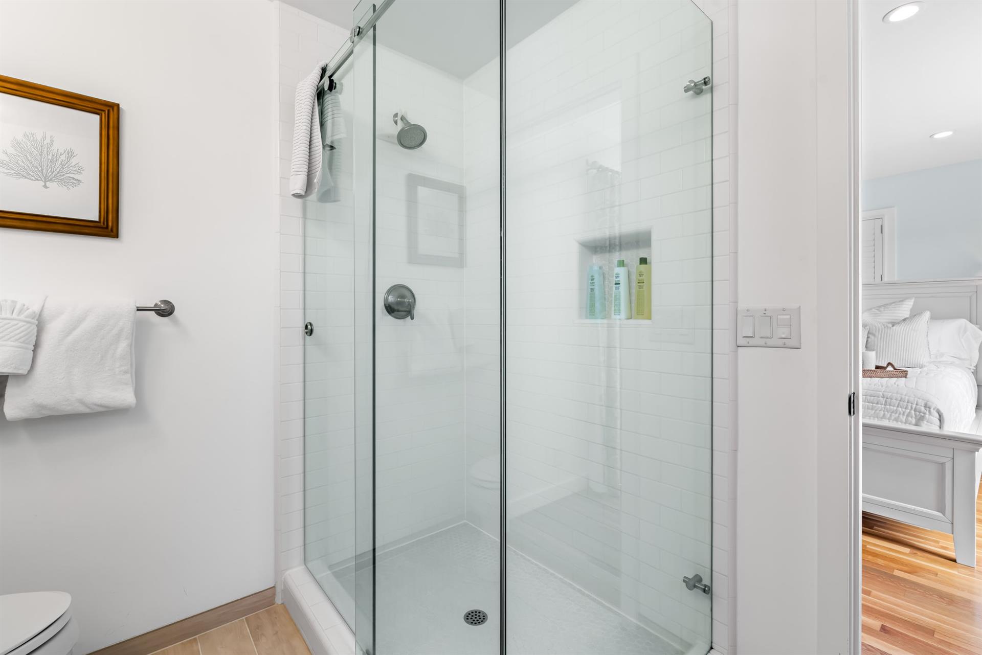 EnSuite Bath for Bedroom 1 has a Shower and Double Vanity