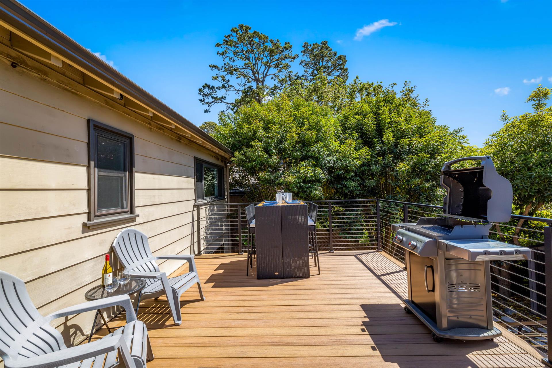 New Deck has a Gas BBQ Grill and Dining Area