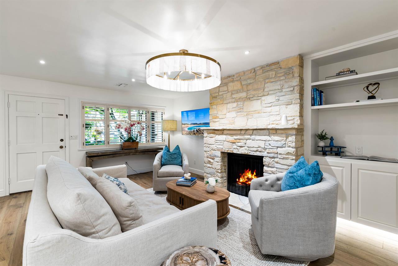 Living Room with a Gas Fireplace and WiFiConnected Smart TV