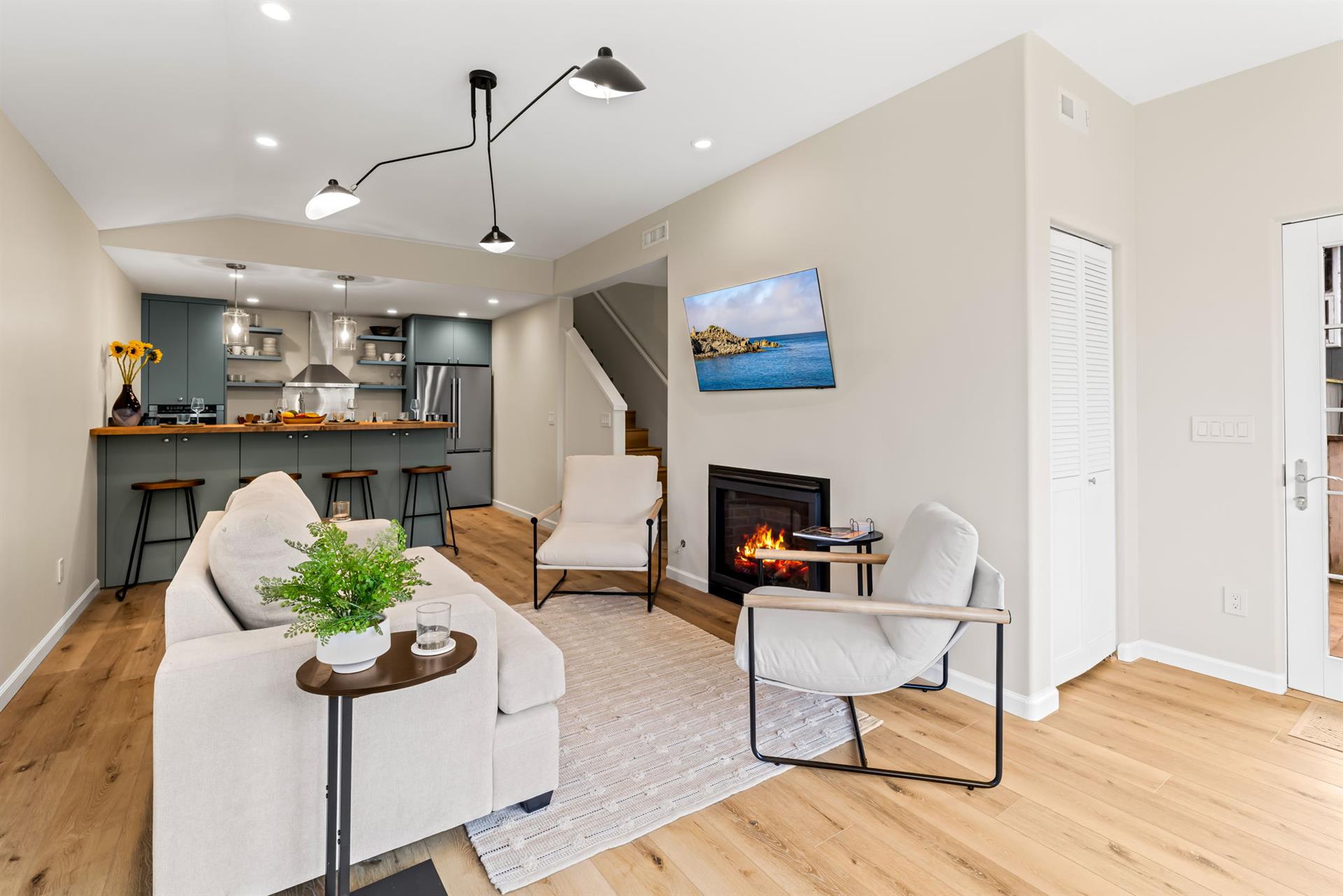 Living Room with Gas Fireplace and WiFienabled Smart TV