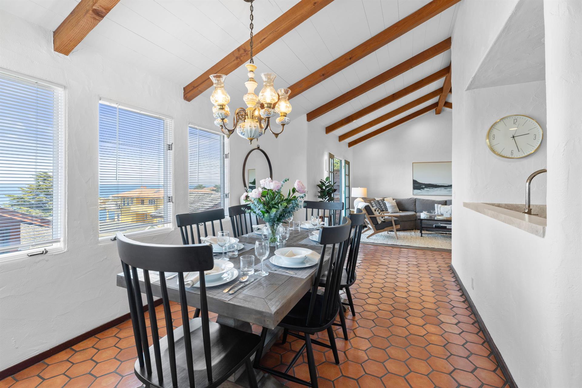 Dining Area Next to the Kitchen has Wonderful Bay Views