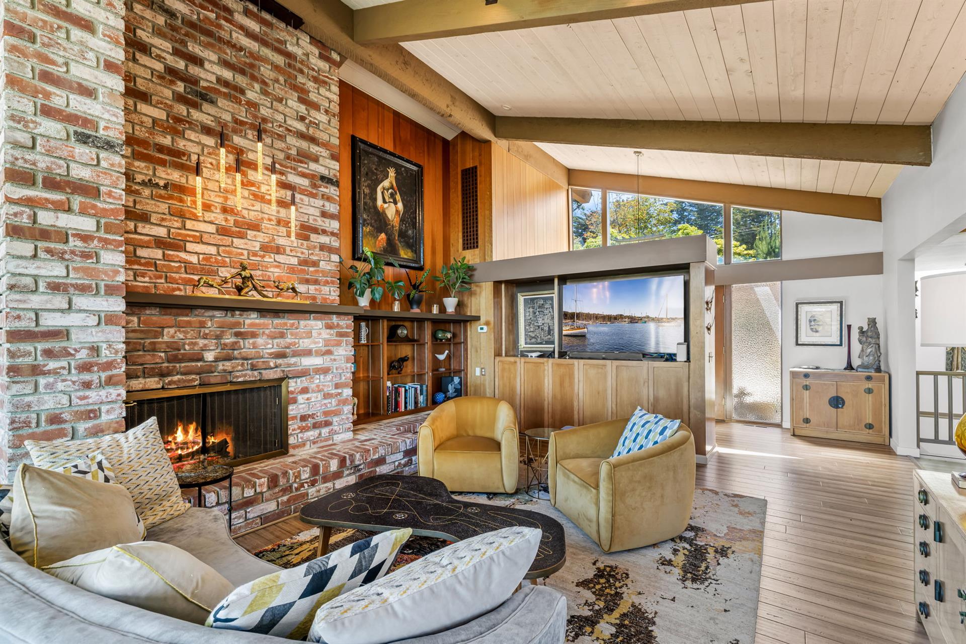 Living Room with WoodBurning Fireplace