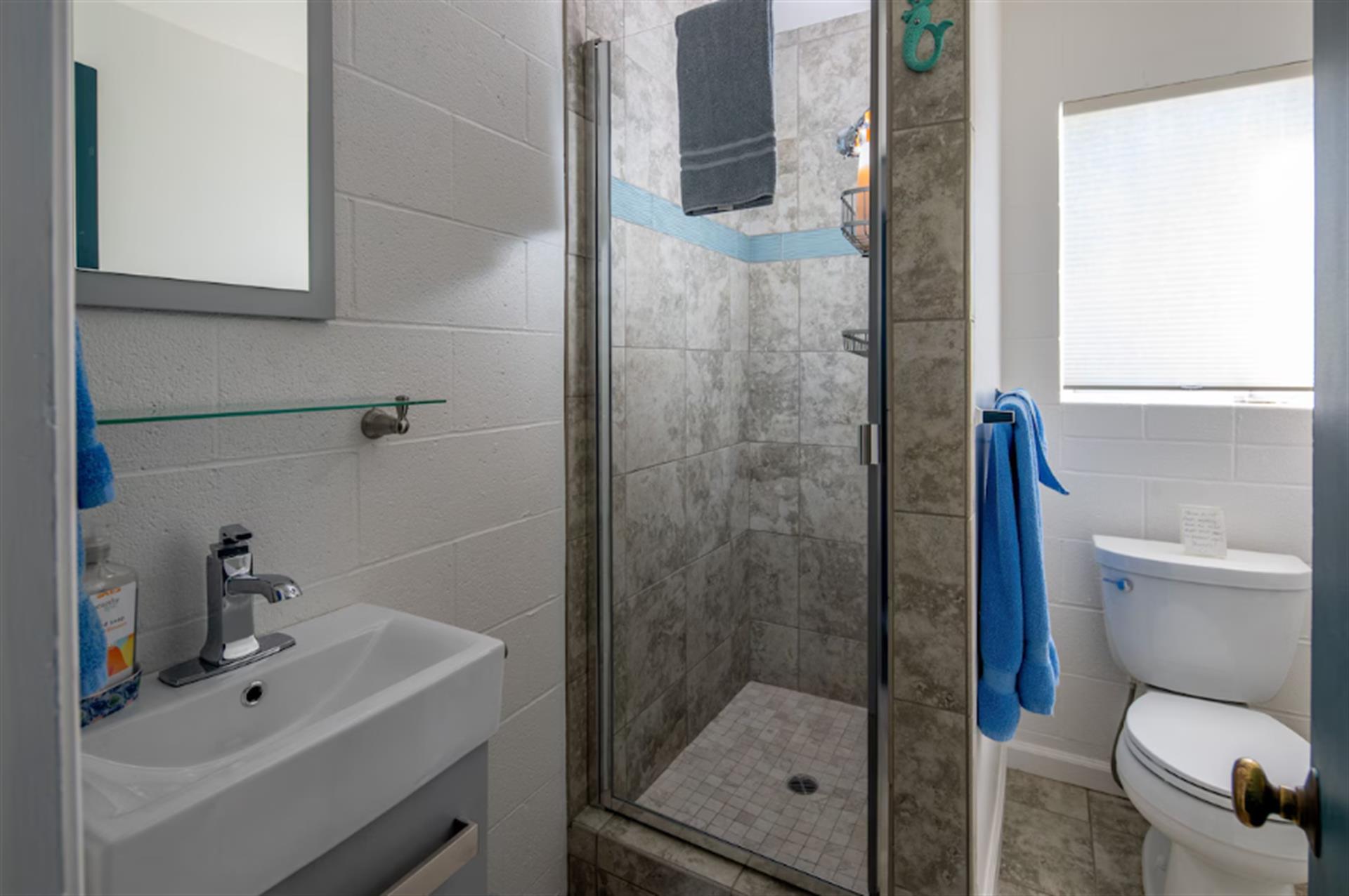 Downstairs Bathroom has a Shower