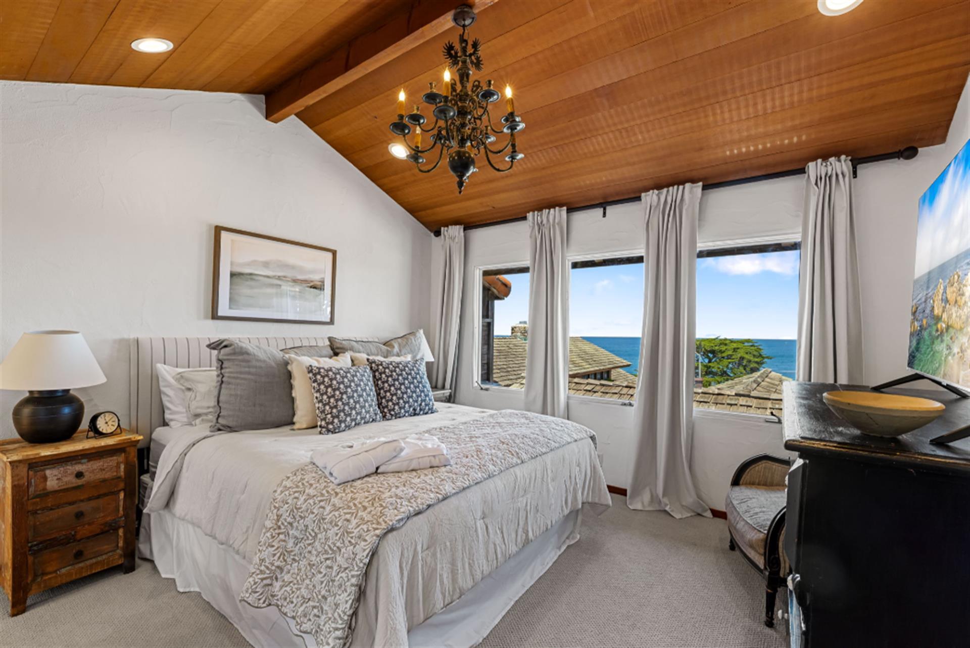 Upstairs, Primary Bedroom Suite with TV, Bay View