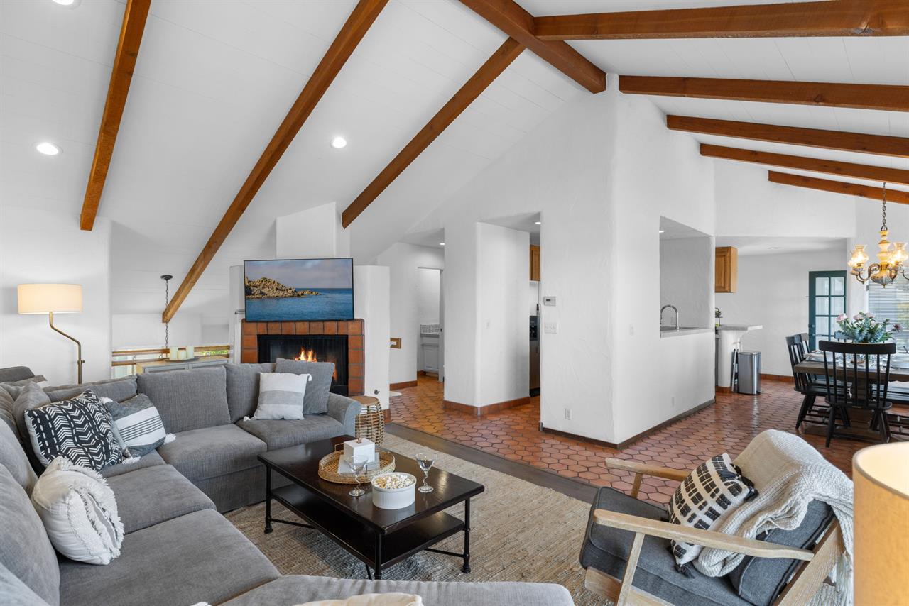 Living Room has Vaulted Ceilings and a Gas Fireplace