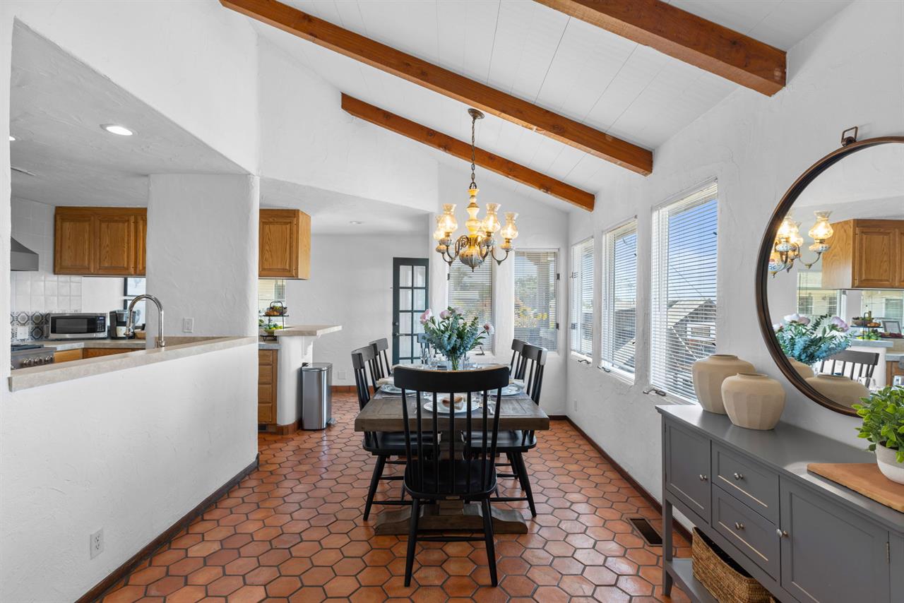 Dining Area with Bay Views and a Vaulted Ceiling