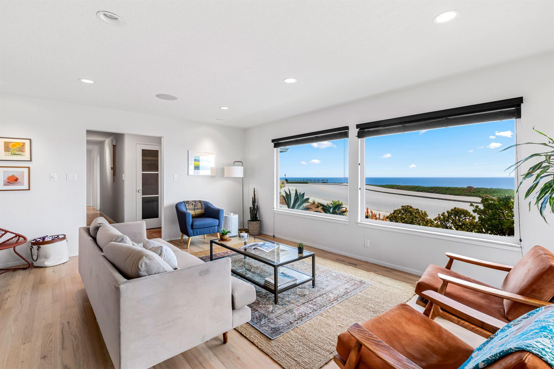 Living Room has Panoramic Ocean Views