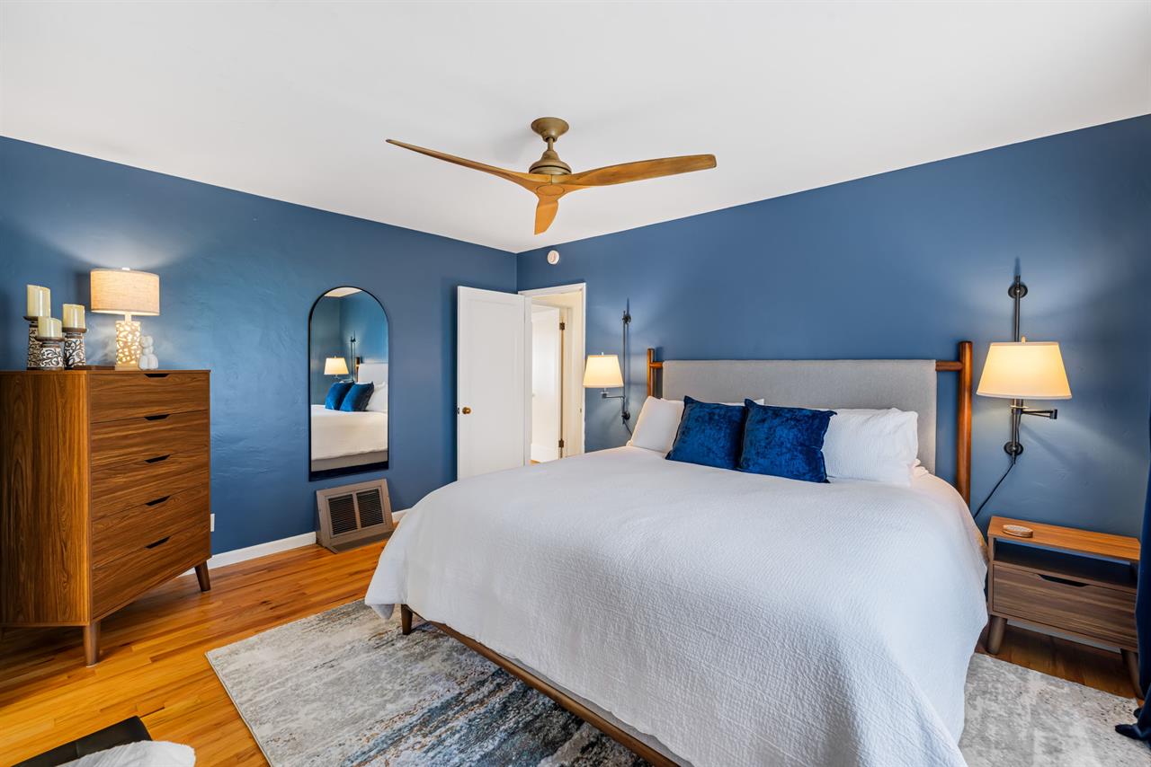 Bedroom 1  King Bed, TV, EnSuite Bath with a Shower