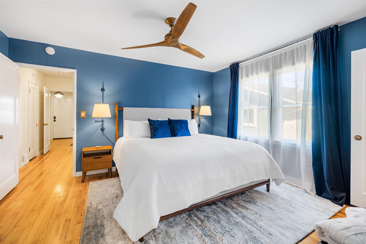 Bedroom 1  King Bed, TV, EnSuite Bath with a Shower