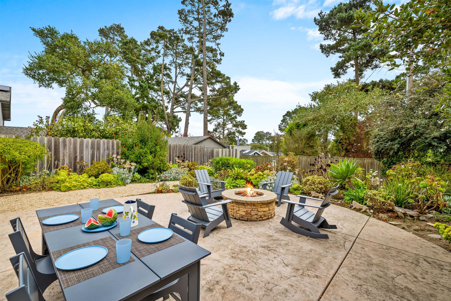 Backyard Dining Area and Firepit