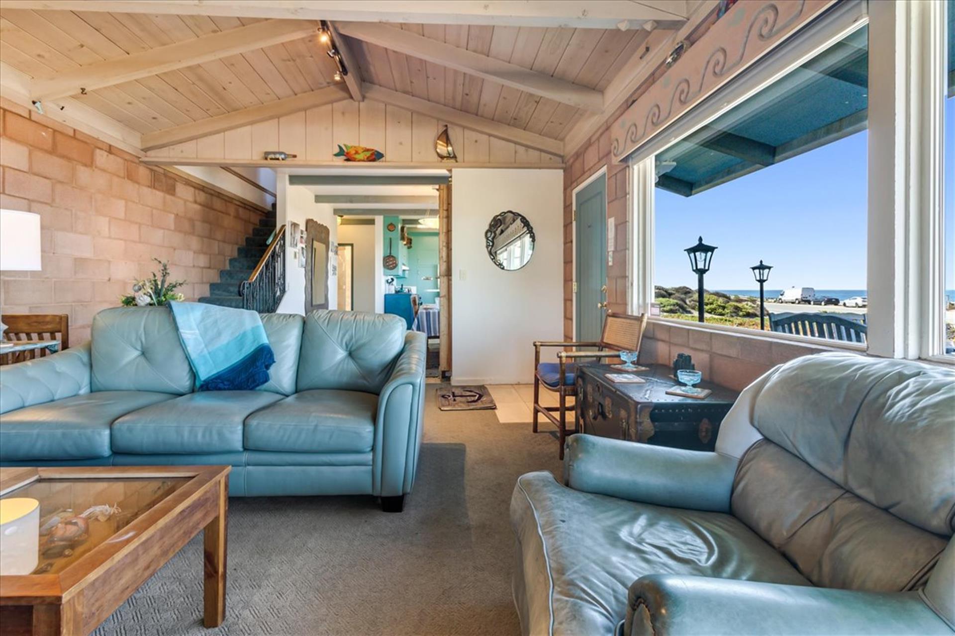 Living Room  Bay Views, Fireplace, Game Table, TV