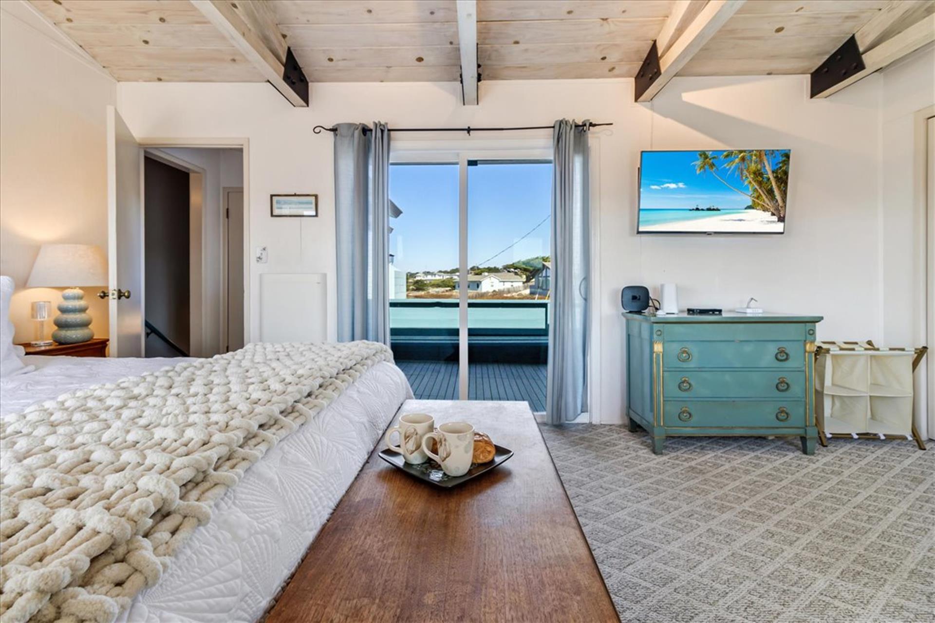 Bedroom 1 has a King Bed and a Satellite TV