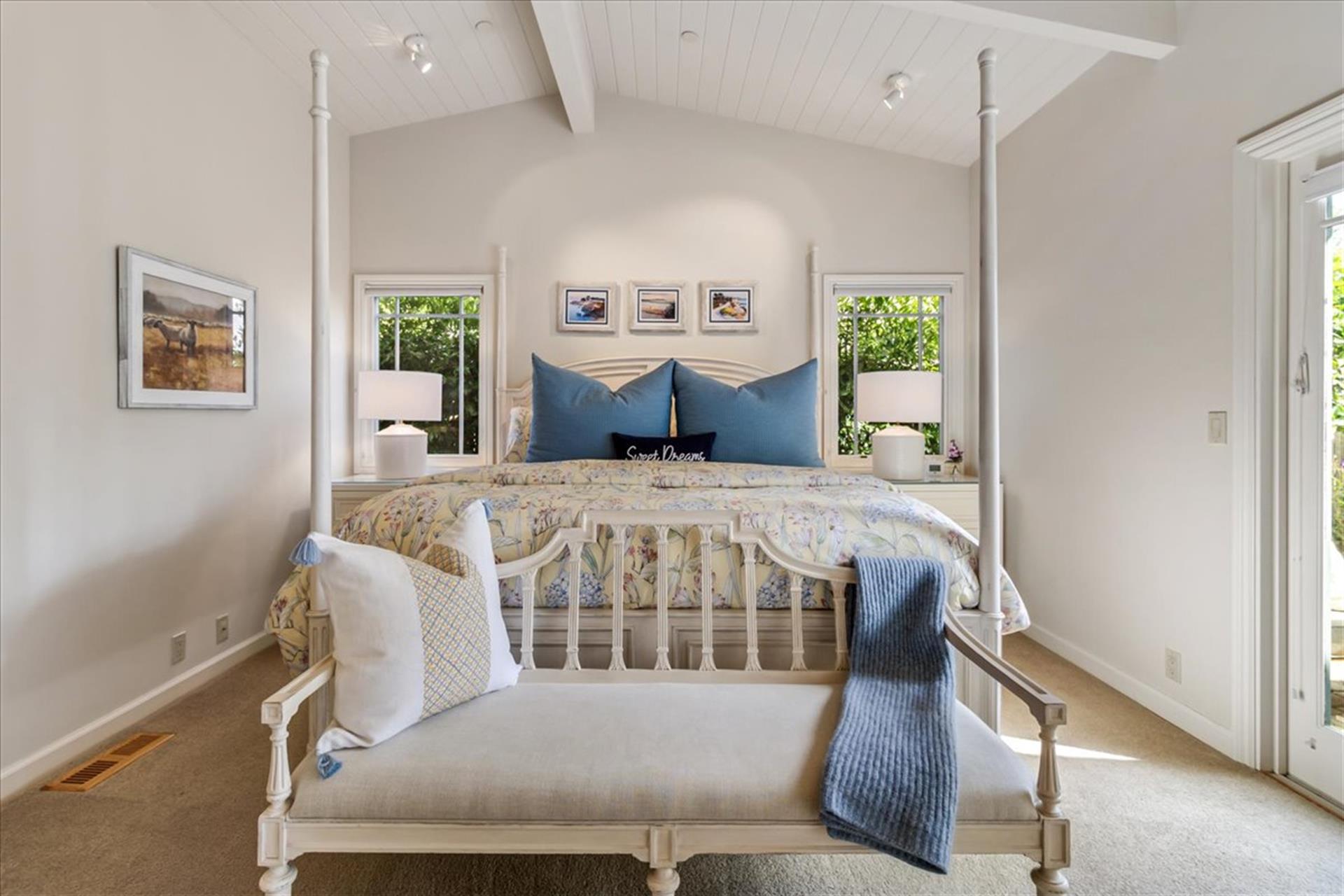 Bedroom 1 has French Doors the Lead to a Private Patio