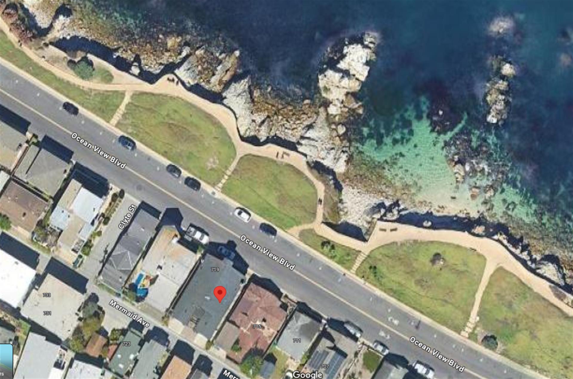 Monterey Bay Outside Your Front Door house is the red dot