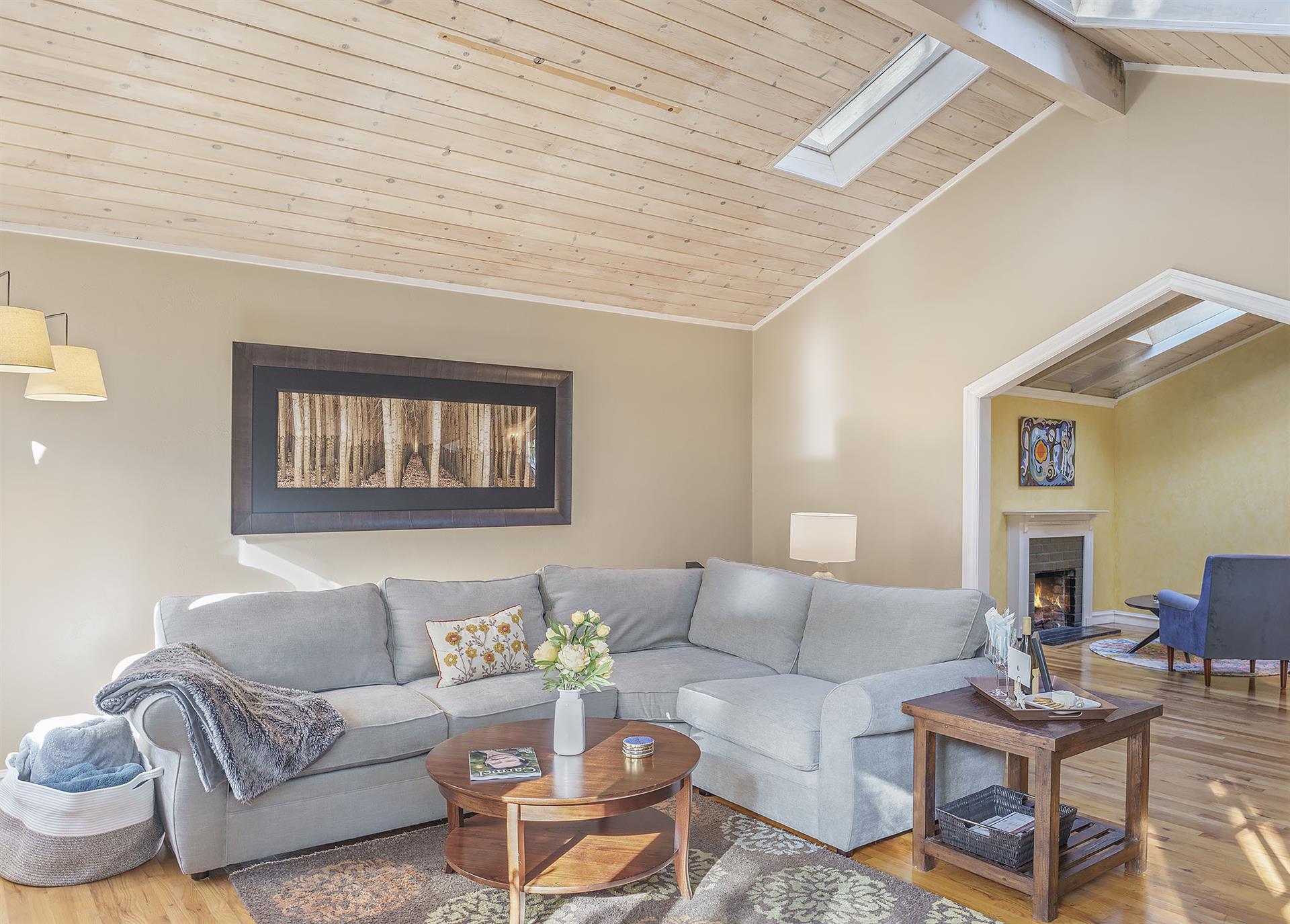 Living Room with Fireplace and HDTV