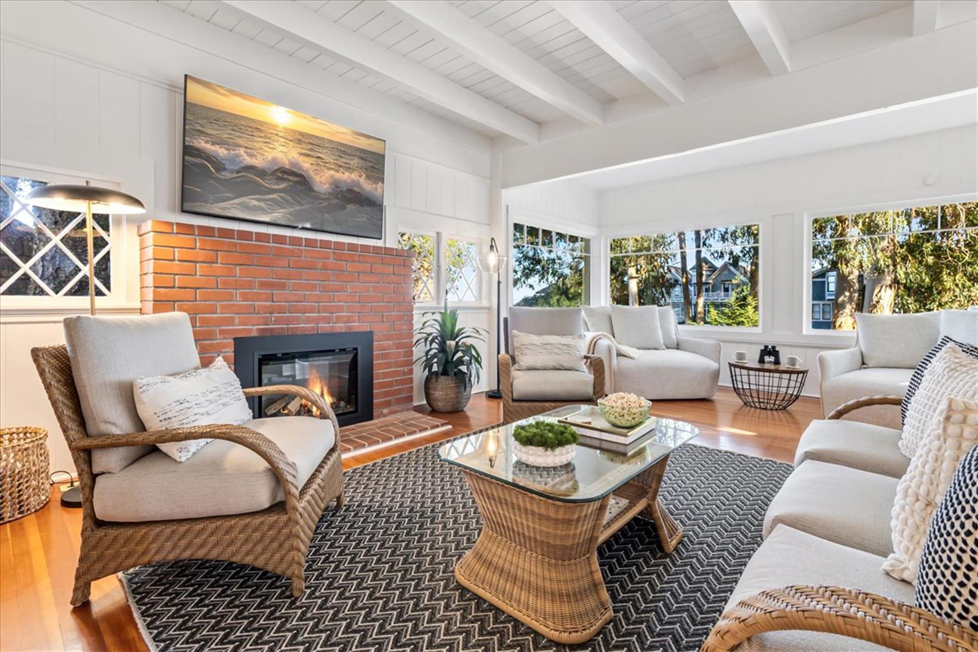 Living Room  Electric Fireplace and TV with Streaming Service