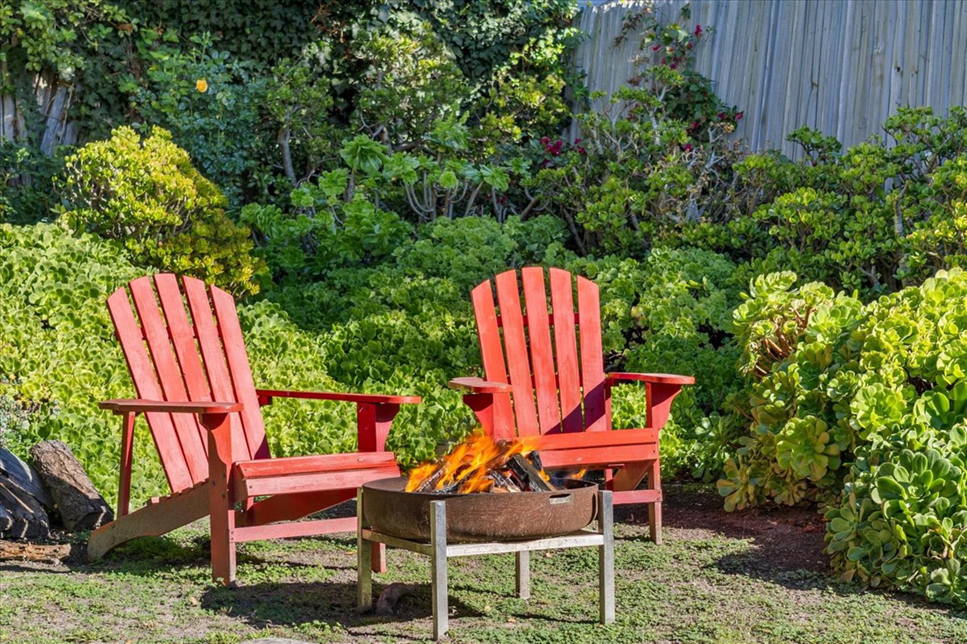 Backyard has a Fire Pit