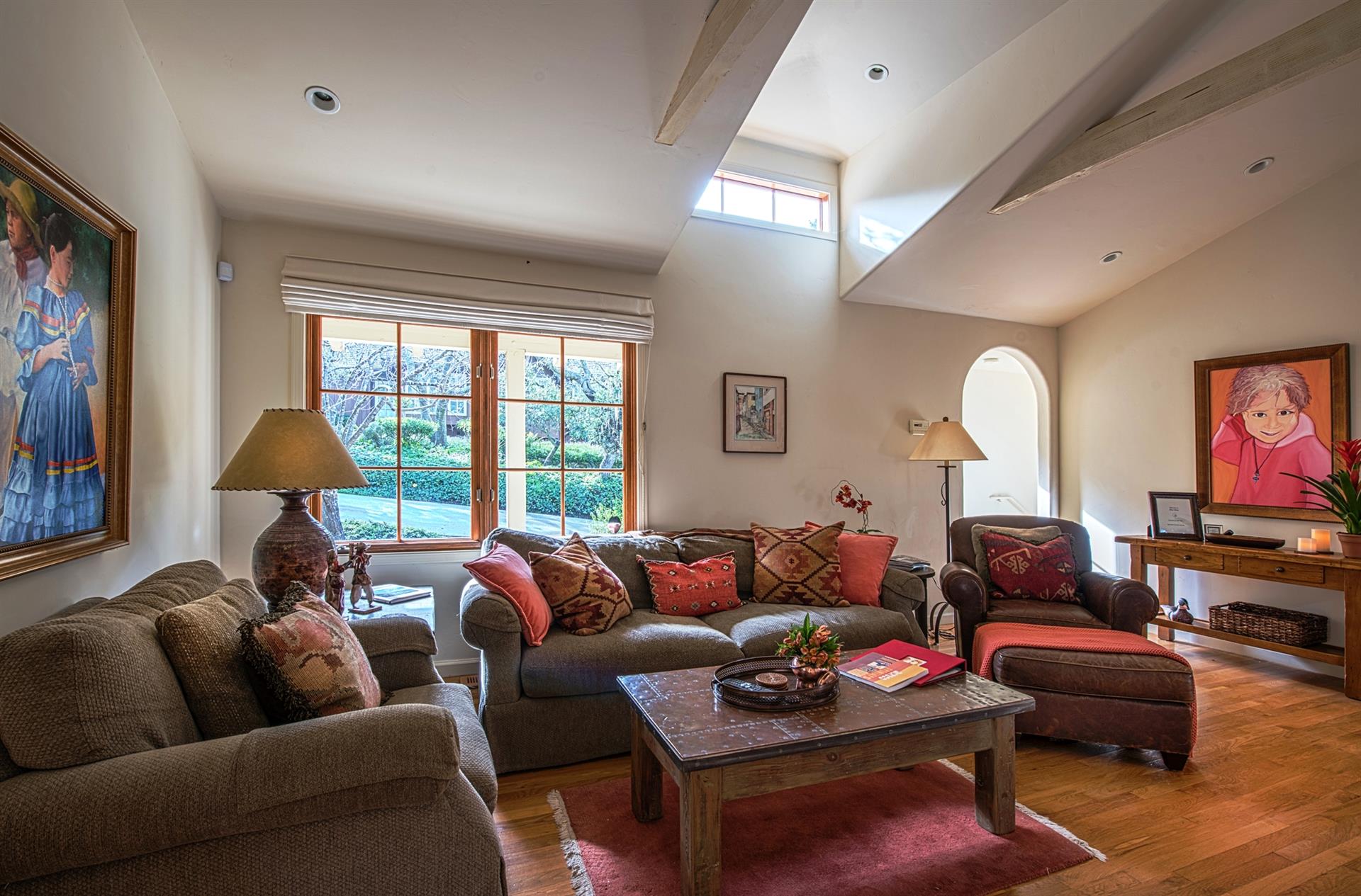 Beautiful Hardwood Floors and Vaulted Beamed Ceilings