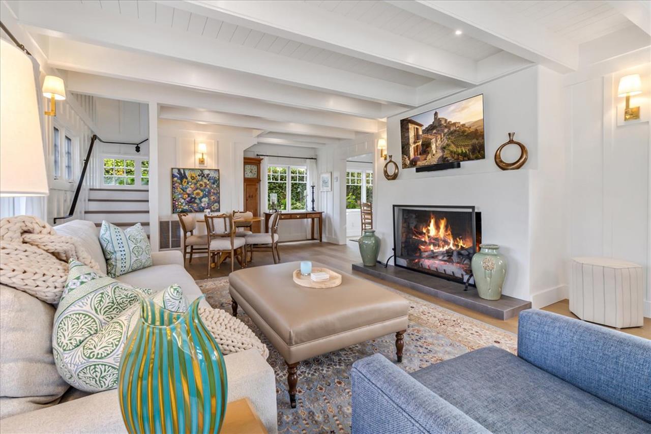 Living Room with Fireplace and TV