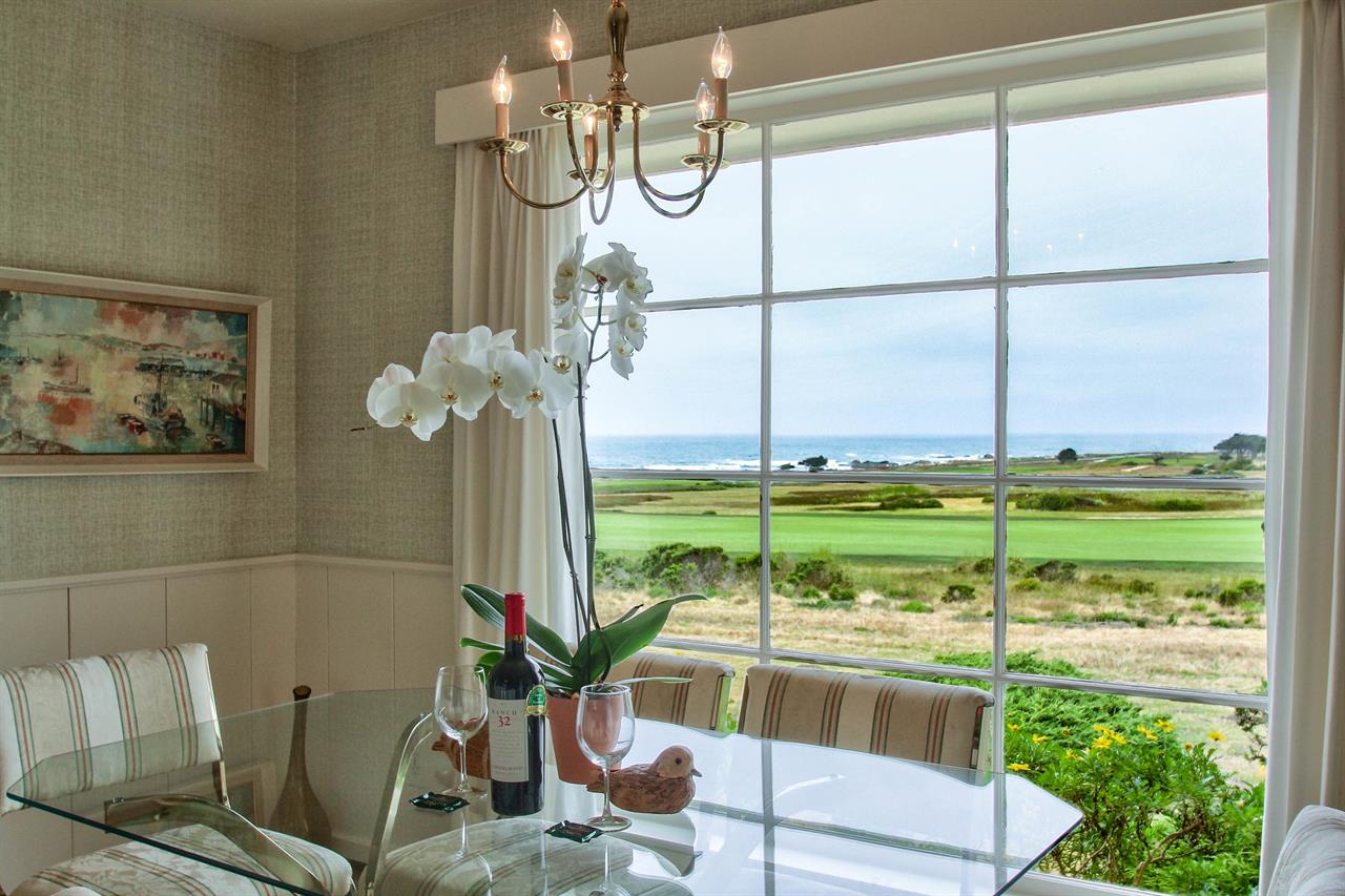 Dining Area has Ocean and Golf Course Views