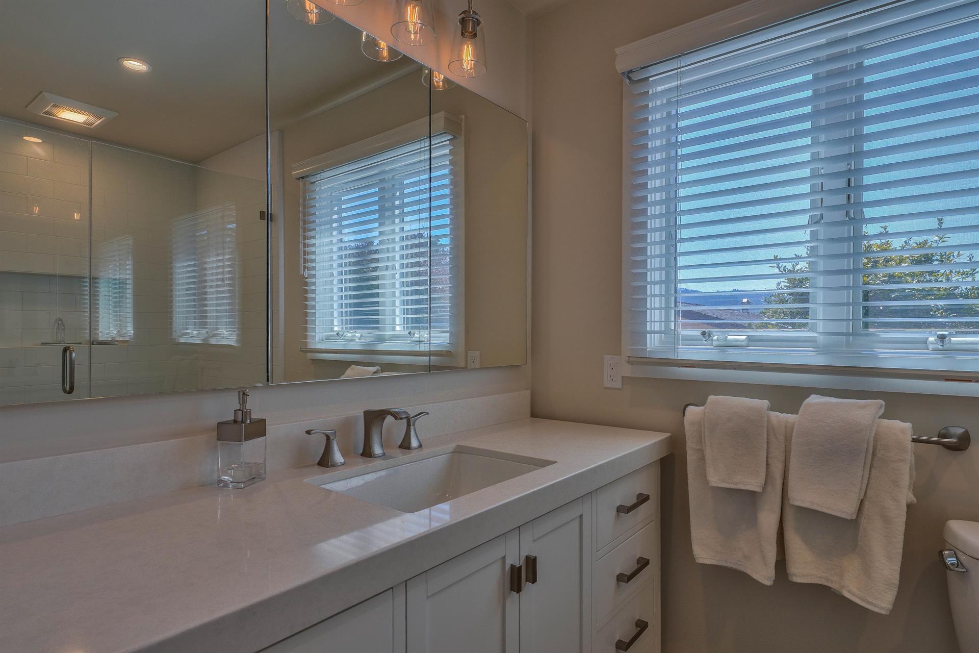 Upstairs Bathroom has a Shower