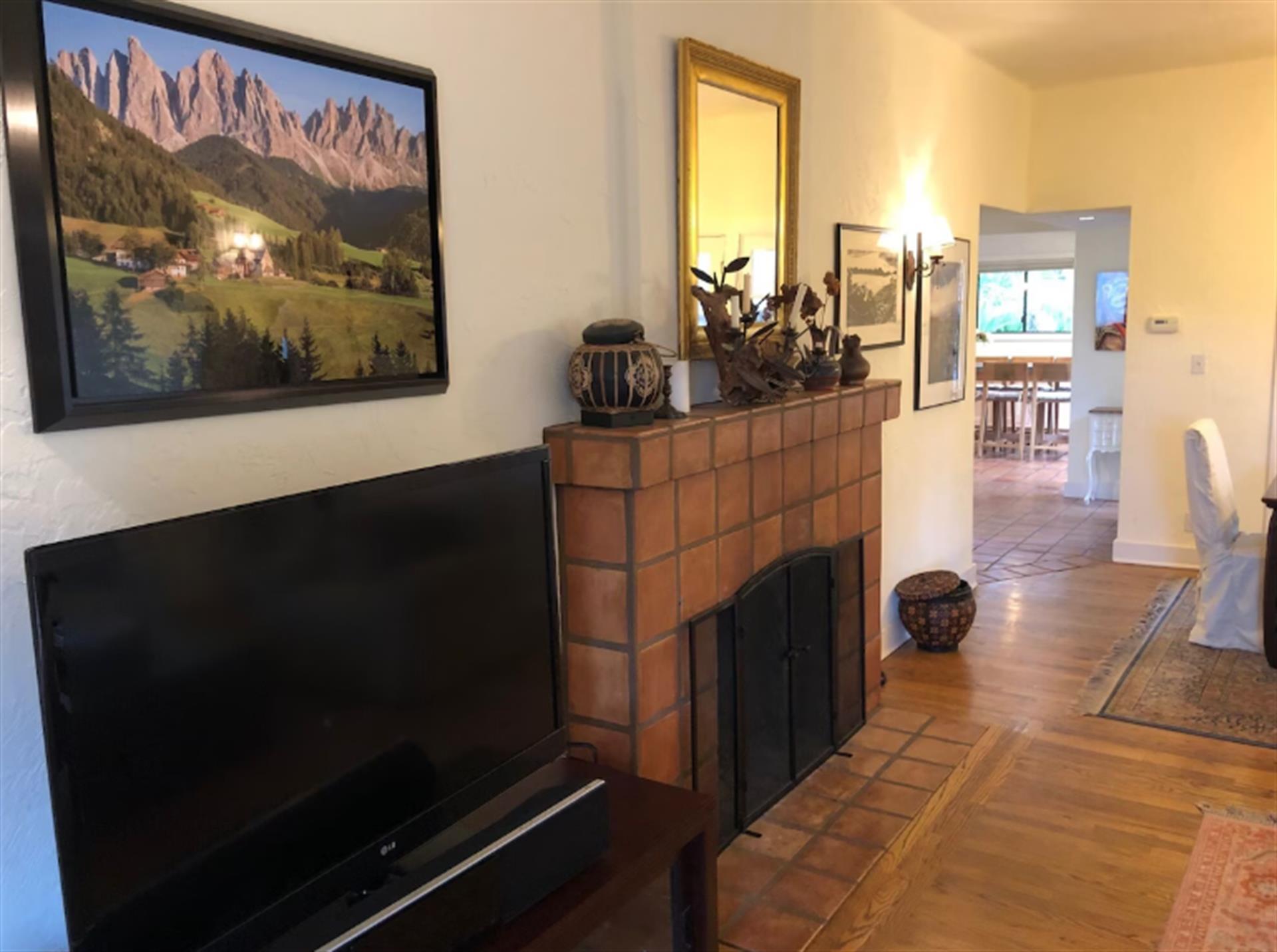 Warm Living Room, TV Fireplace is not for burning