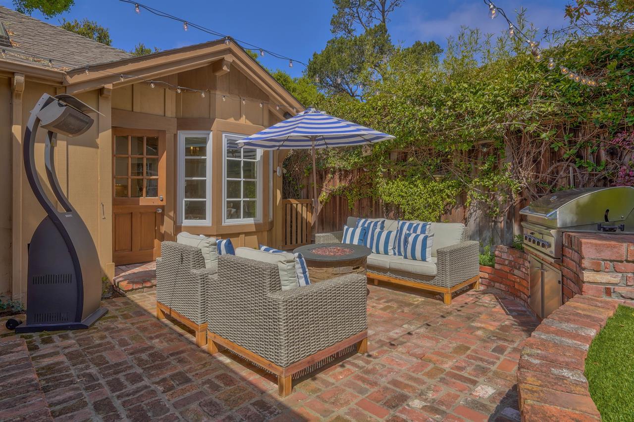 Patio has Comfortable Furniture, Heater and a Gas Fire Pit