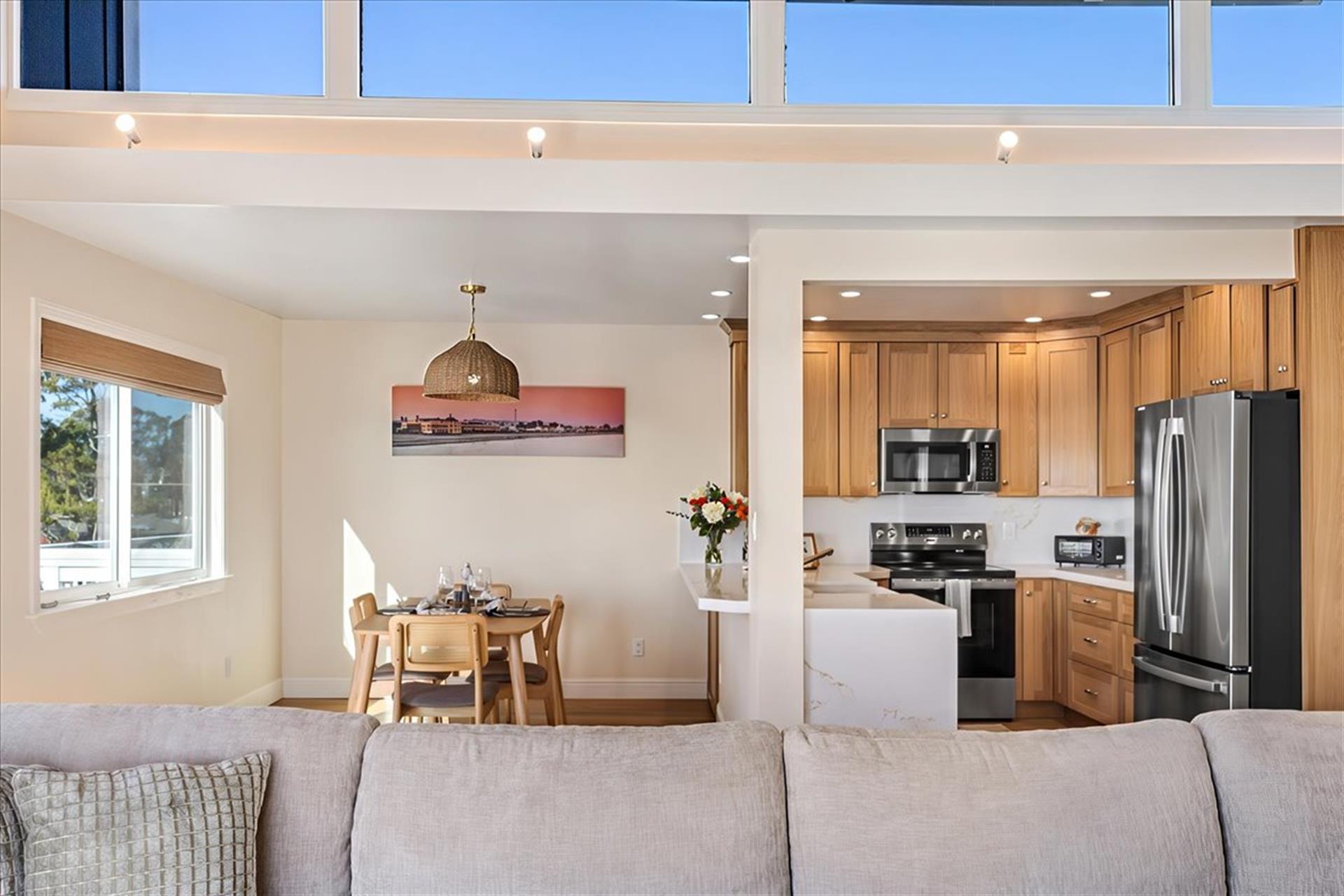 View of the Kitchen and Dining Area from the Living Room