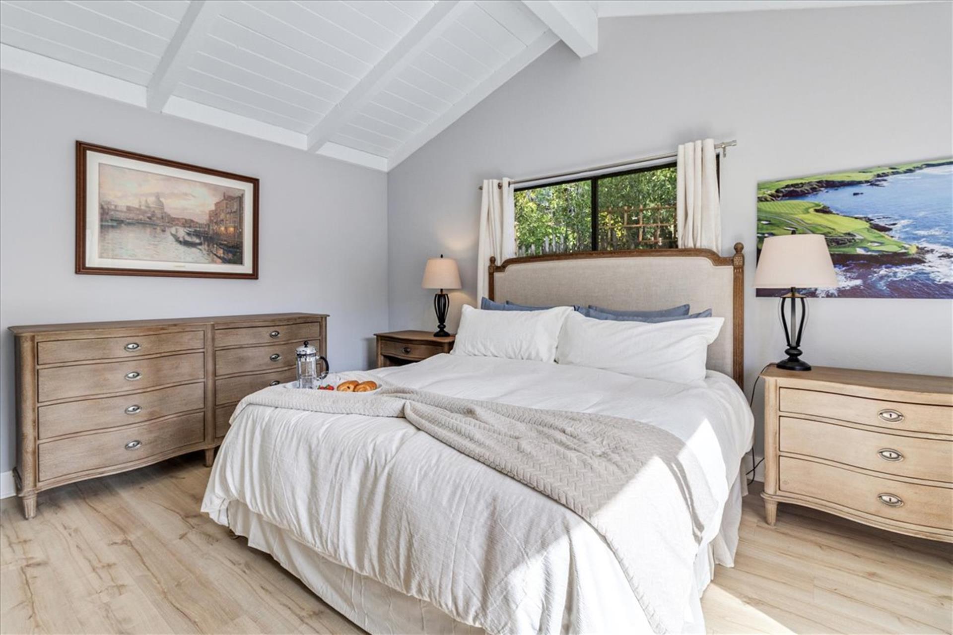 Bedroom 1 has a King Bed and EnSuite Bath