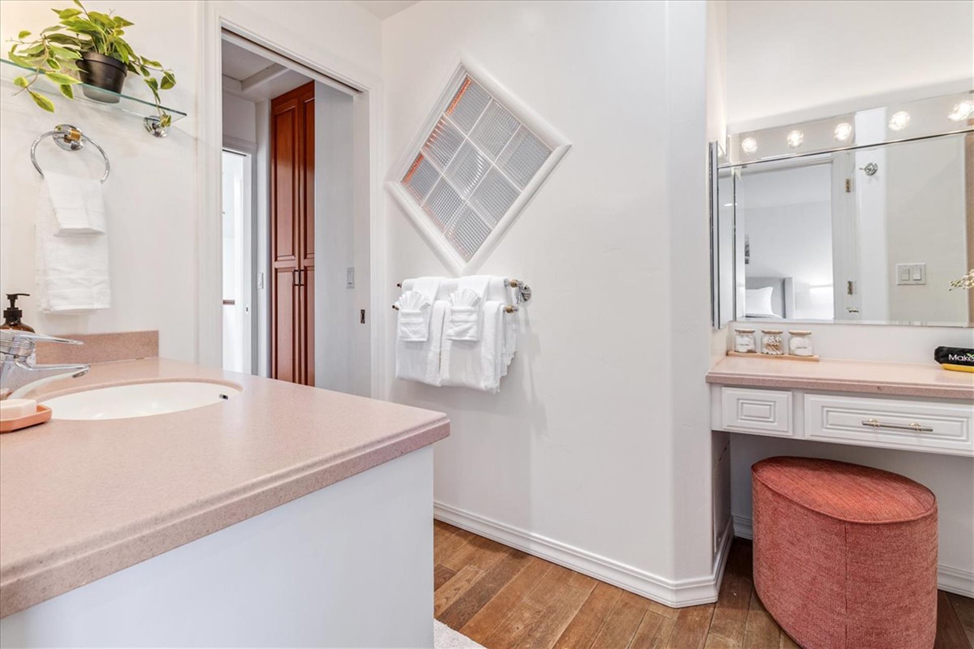 Bathroom 2 has a Vanity Console