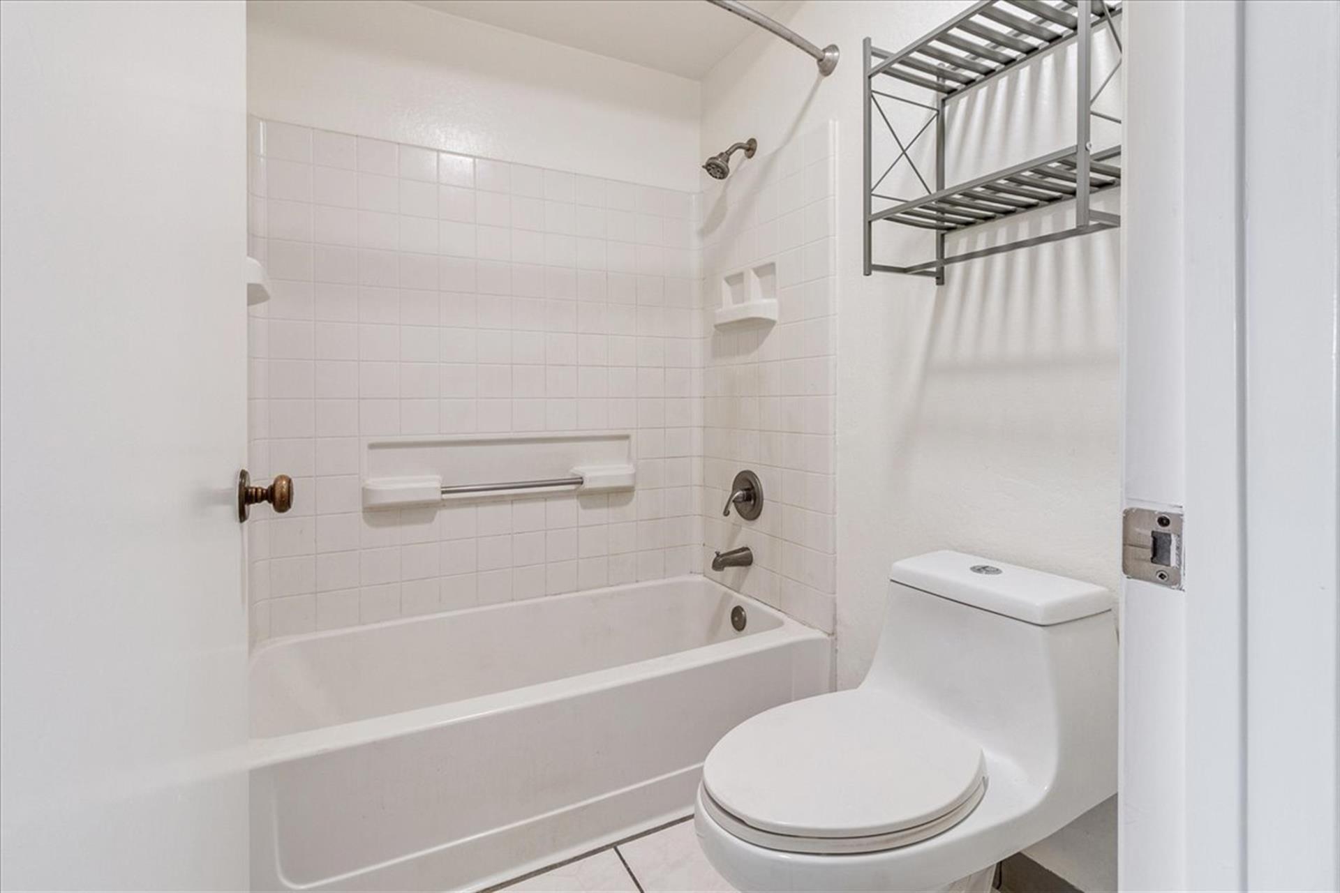 Bathroom has a Shower Over Tub Combo