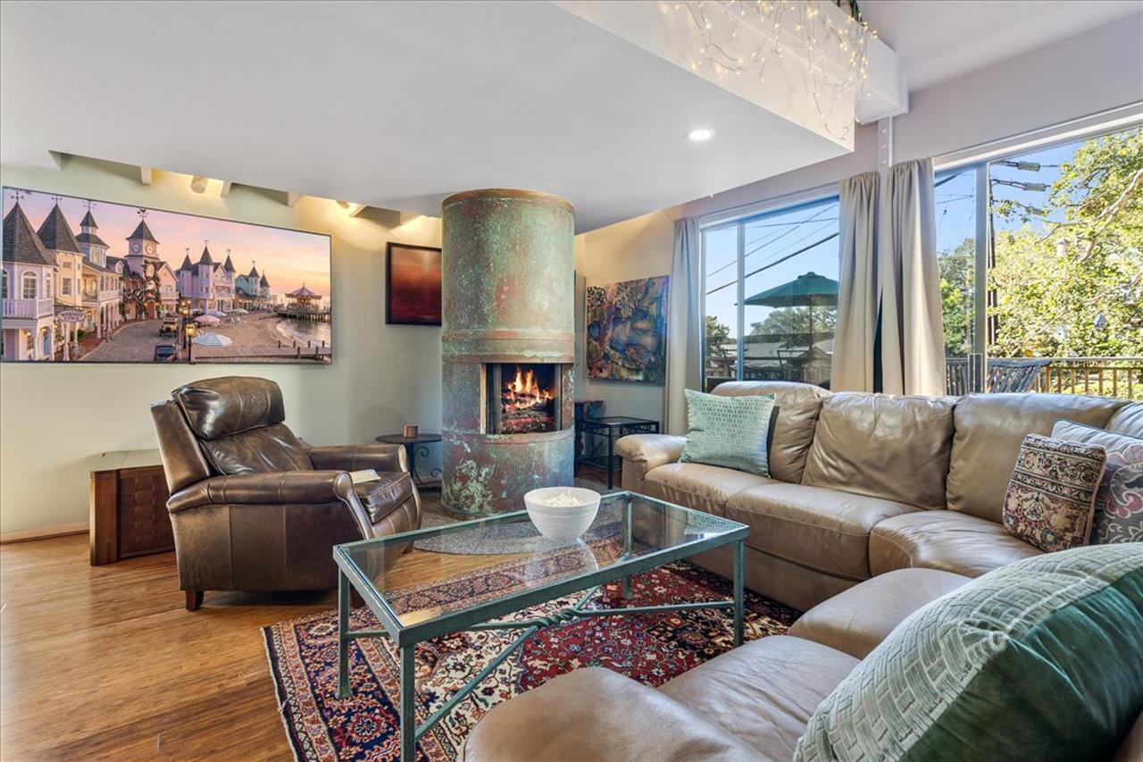 Living Room has a Fireplace and Large TV