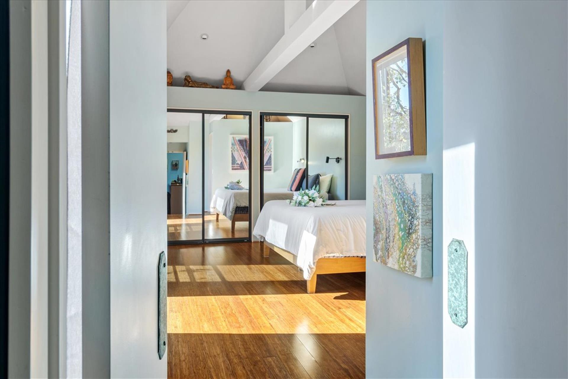 Bedroom 1  King Bed, TV and EnSuite Bath with a Shower