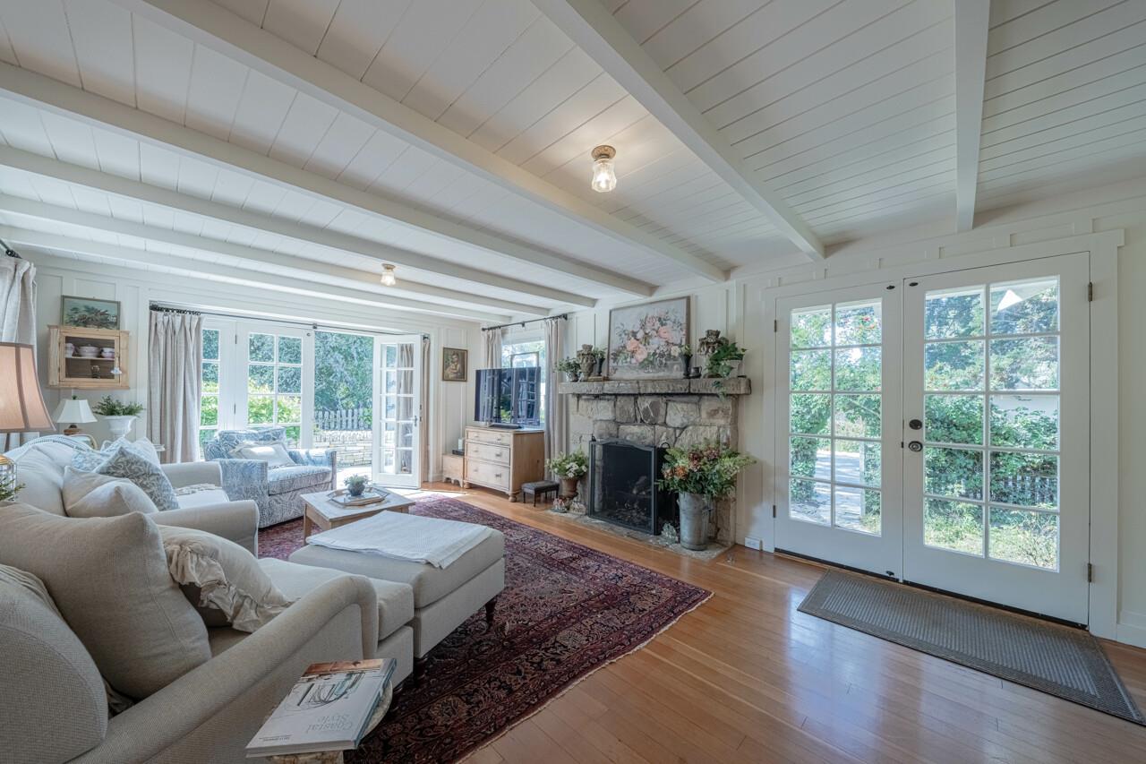 Living Room with Gas Fireplace, TV, DVR and DVD Player