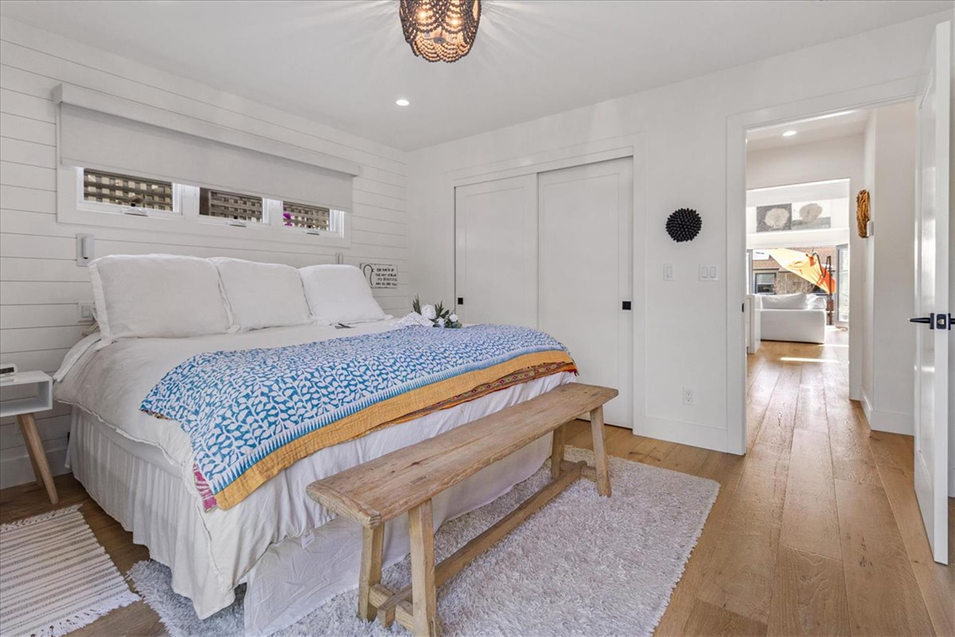 Bedroom 1 has a King Bed and EnSuite Bath with a Shower