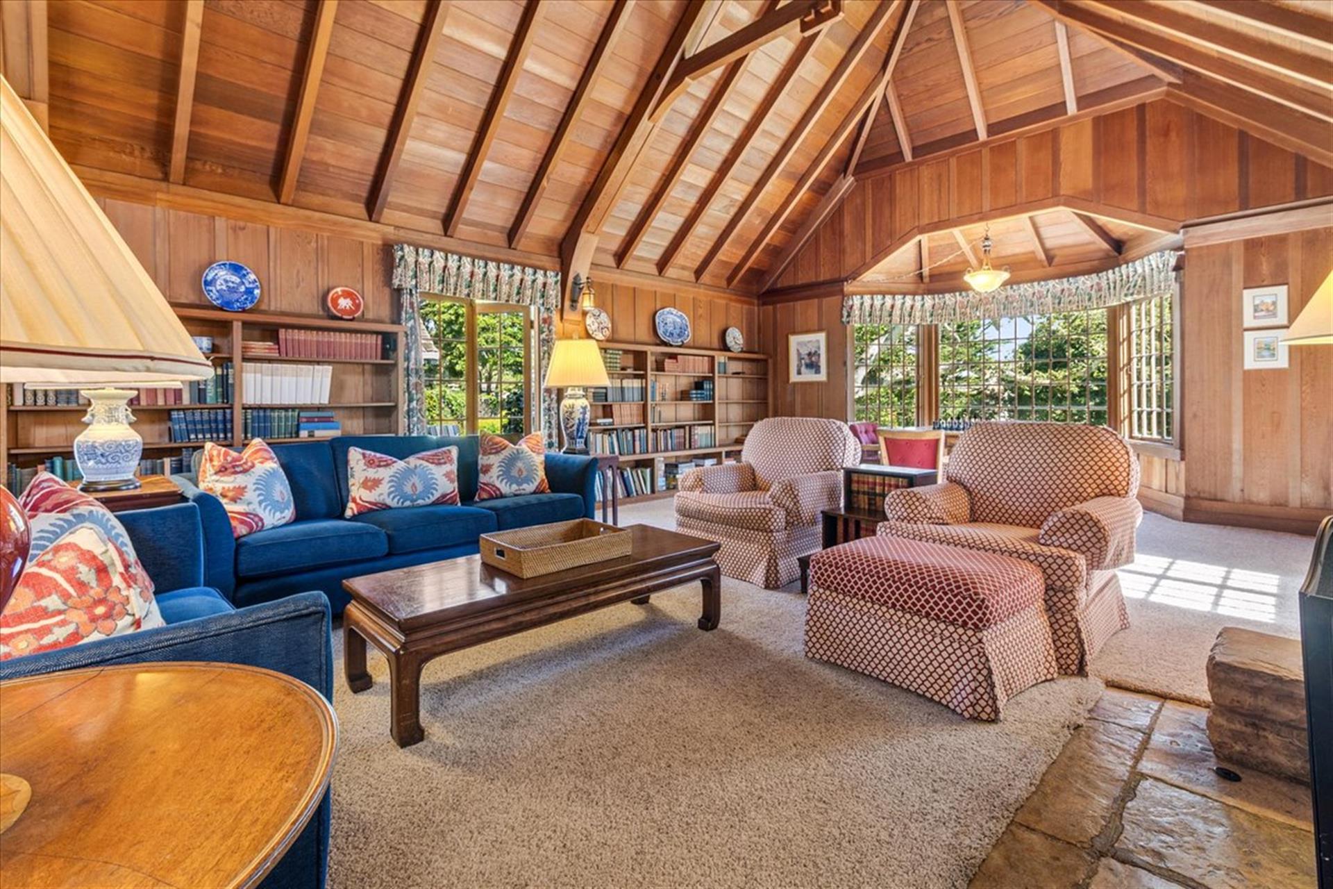 Living Room with Comfortable Furnishings, Vaulted Ceiling
