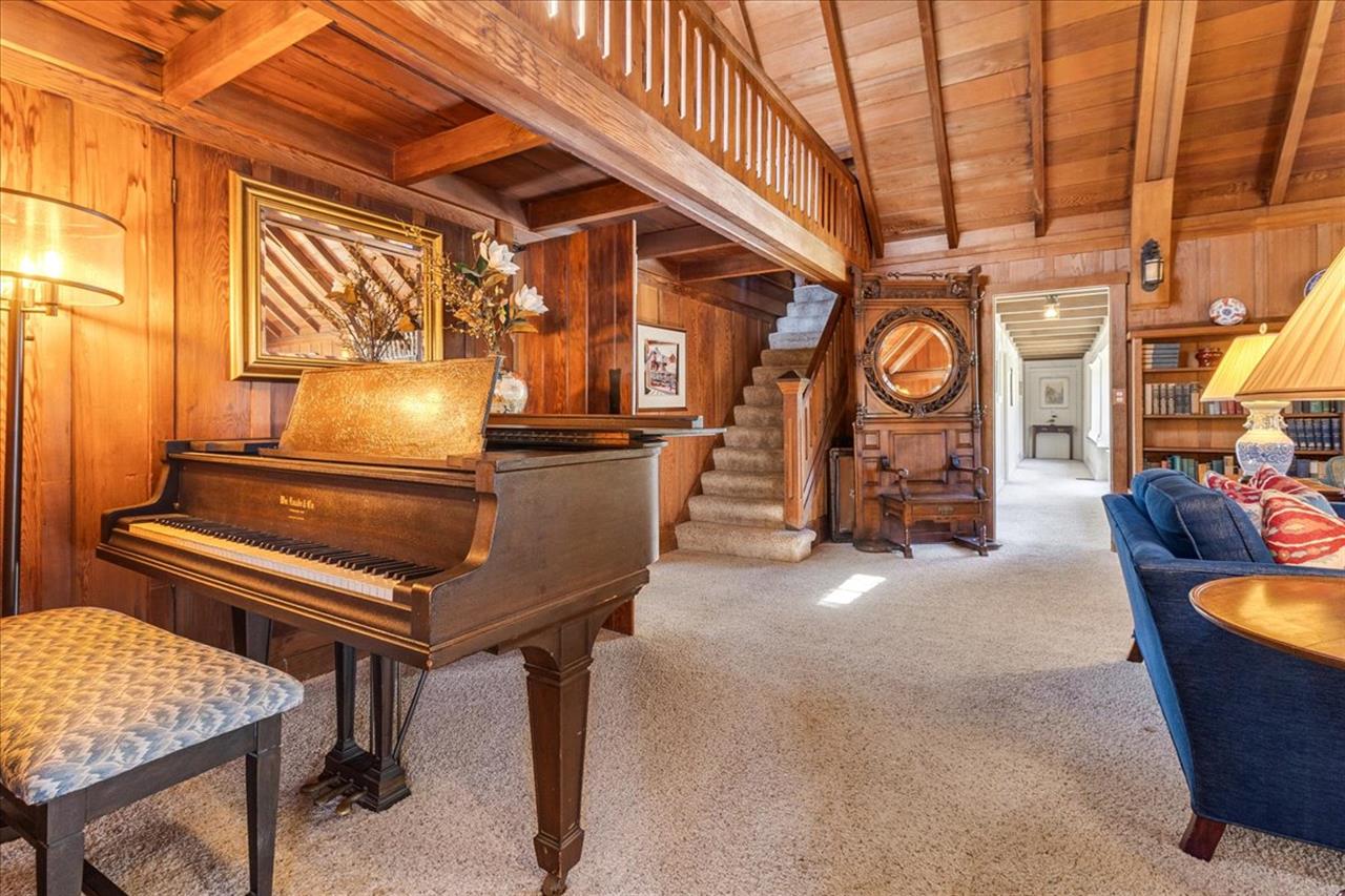 Living Room with Piano, Patio Access
