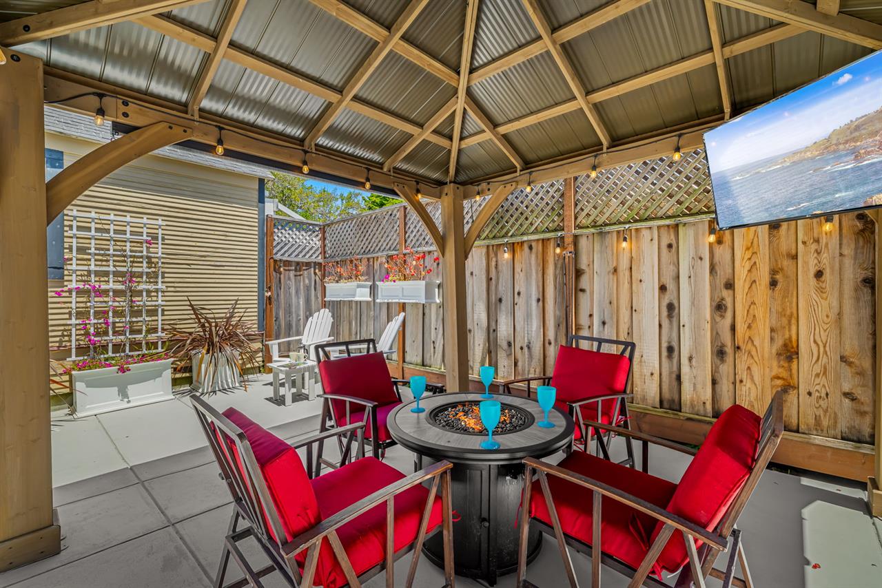 Wonderful Covered Outdoor Gathering Space with TV