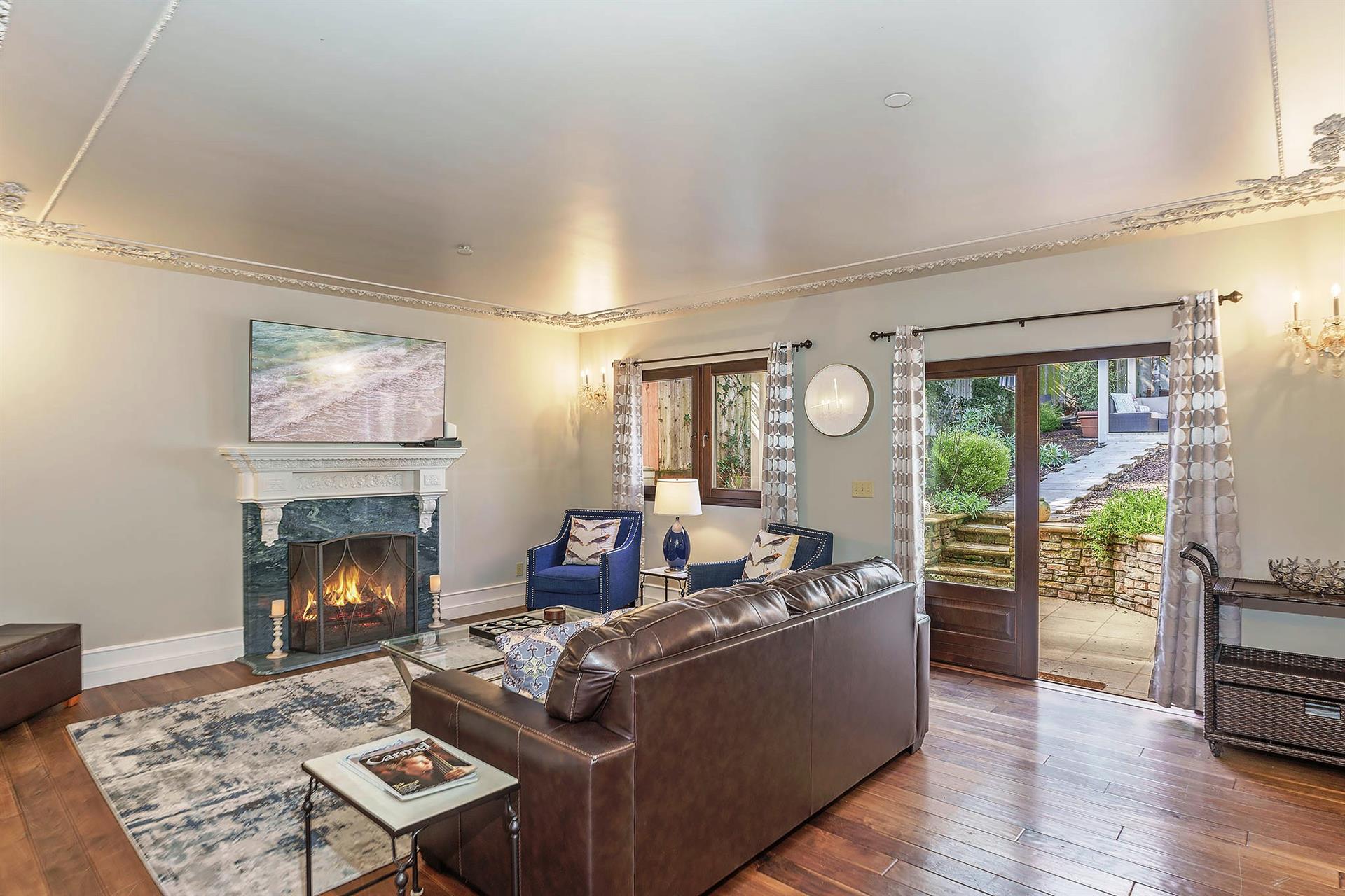 Living Room with Fireplace and HDTV