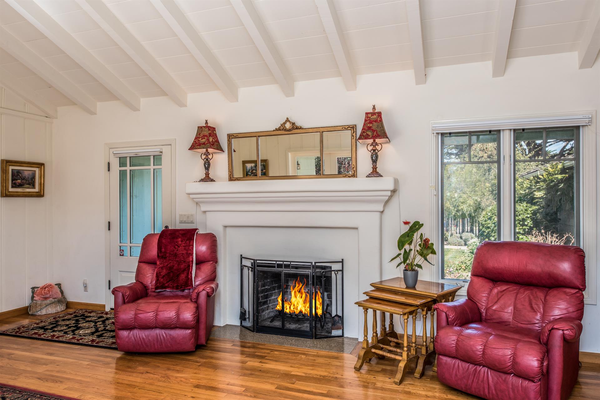 Living Room, Fireplace Chairs pictured were replaced 2023