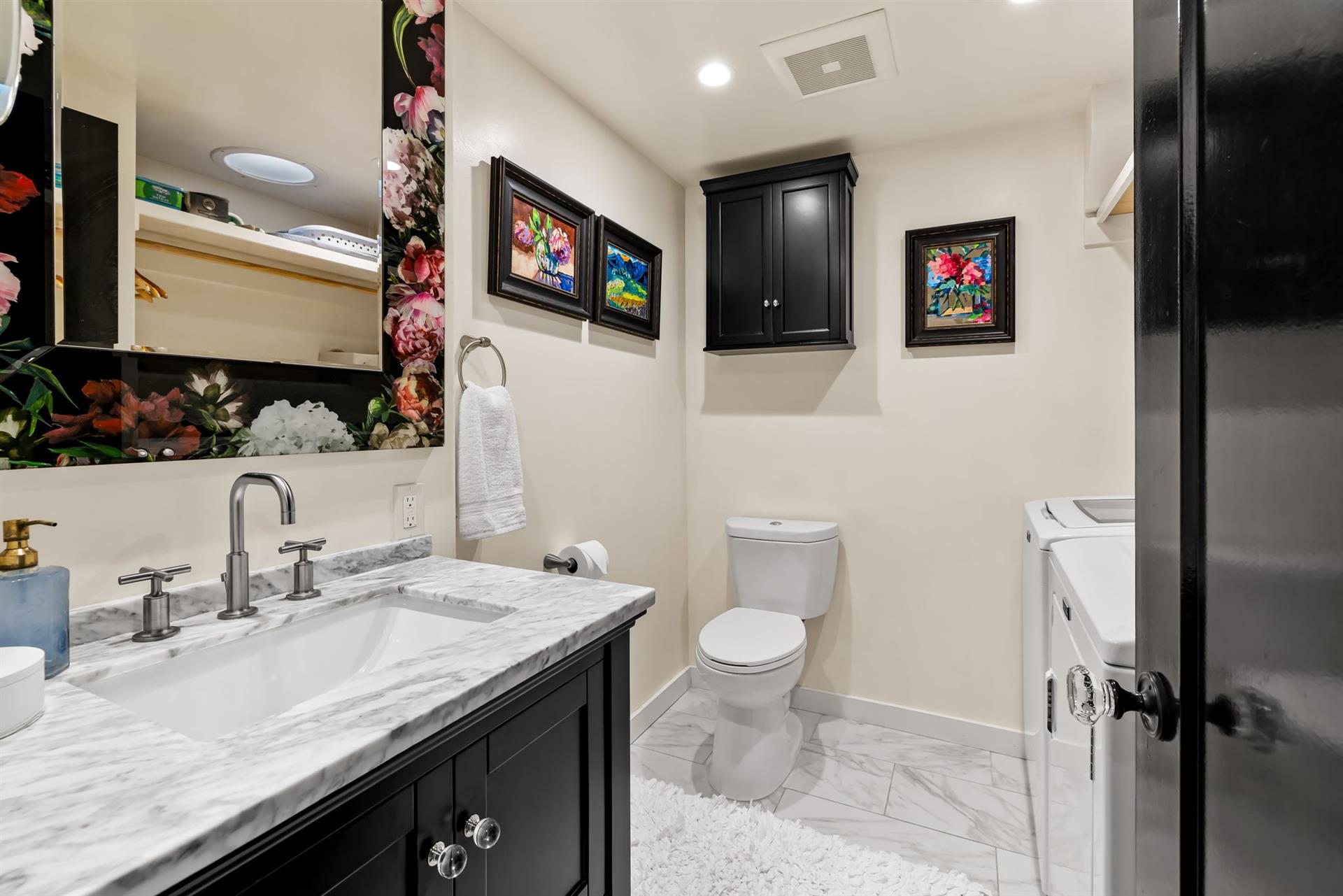 Upstairs Powder Room with Laundry Area