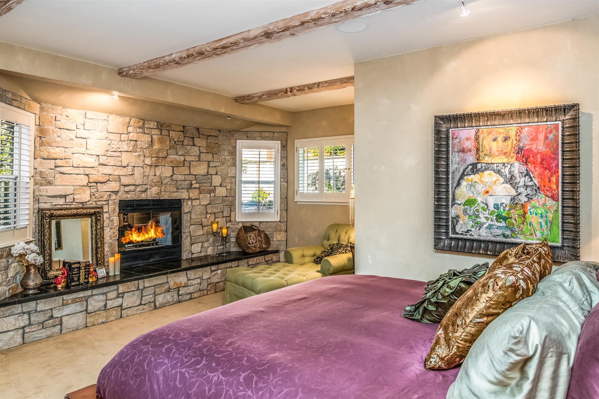 Bedroom 1, King, Fireplace, En Suite Bath