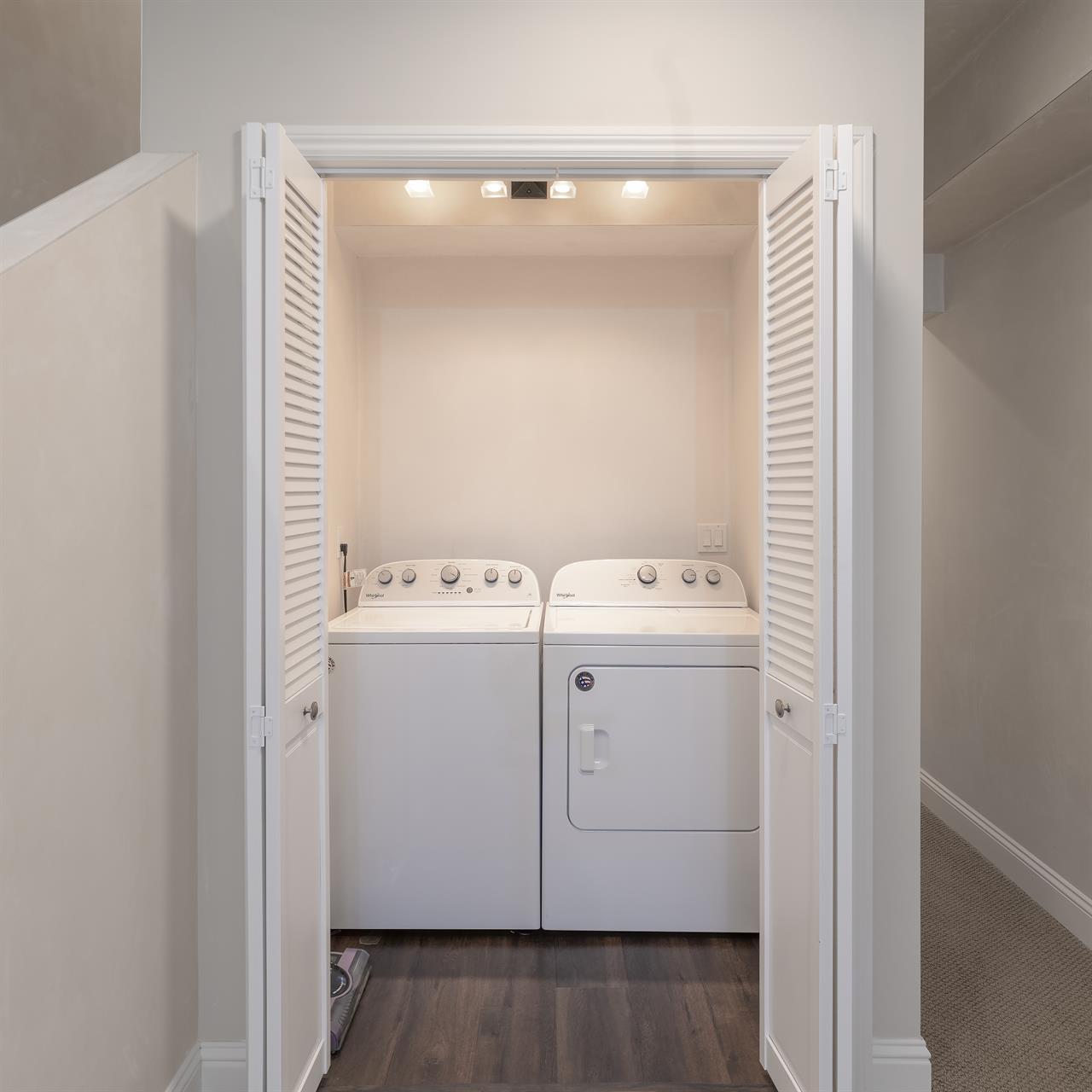 A Washer and Dryer are on the Lower Level