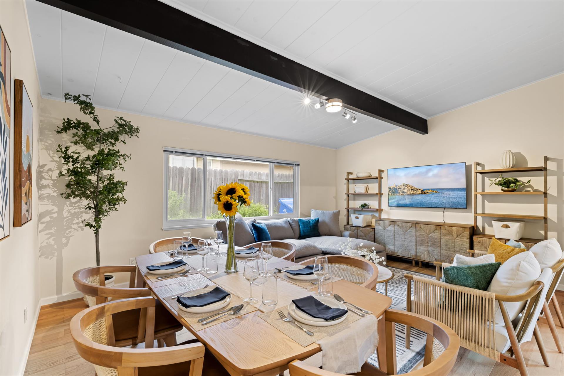 Living Room and Dining Area has a Smart TV
