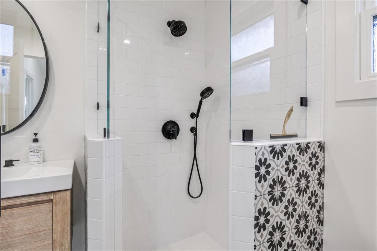 Hall Bathroom  Upstairs and has a Shower