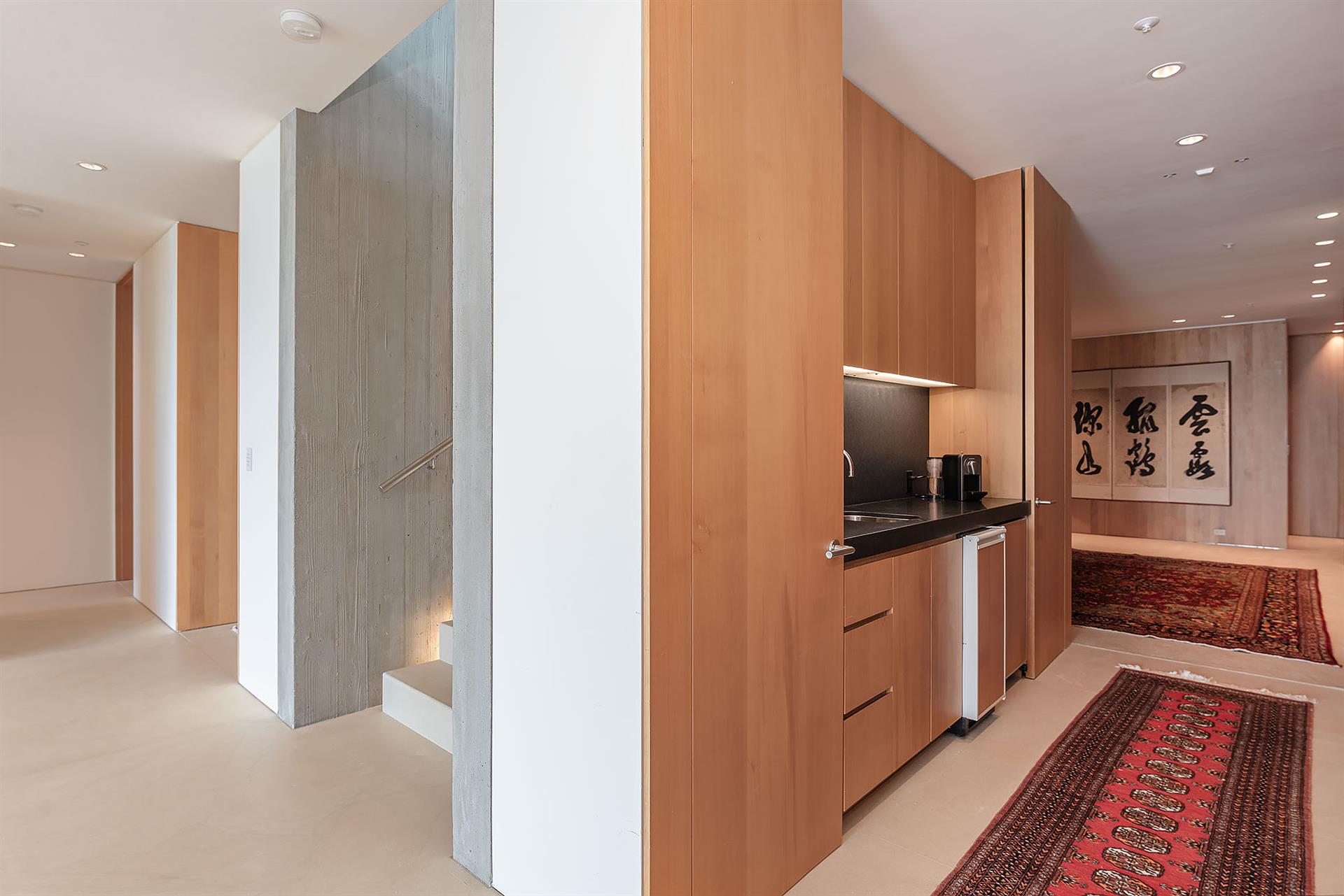 Theater Room Wet Bar  Ice Maker, Microwave and Toaster Oven