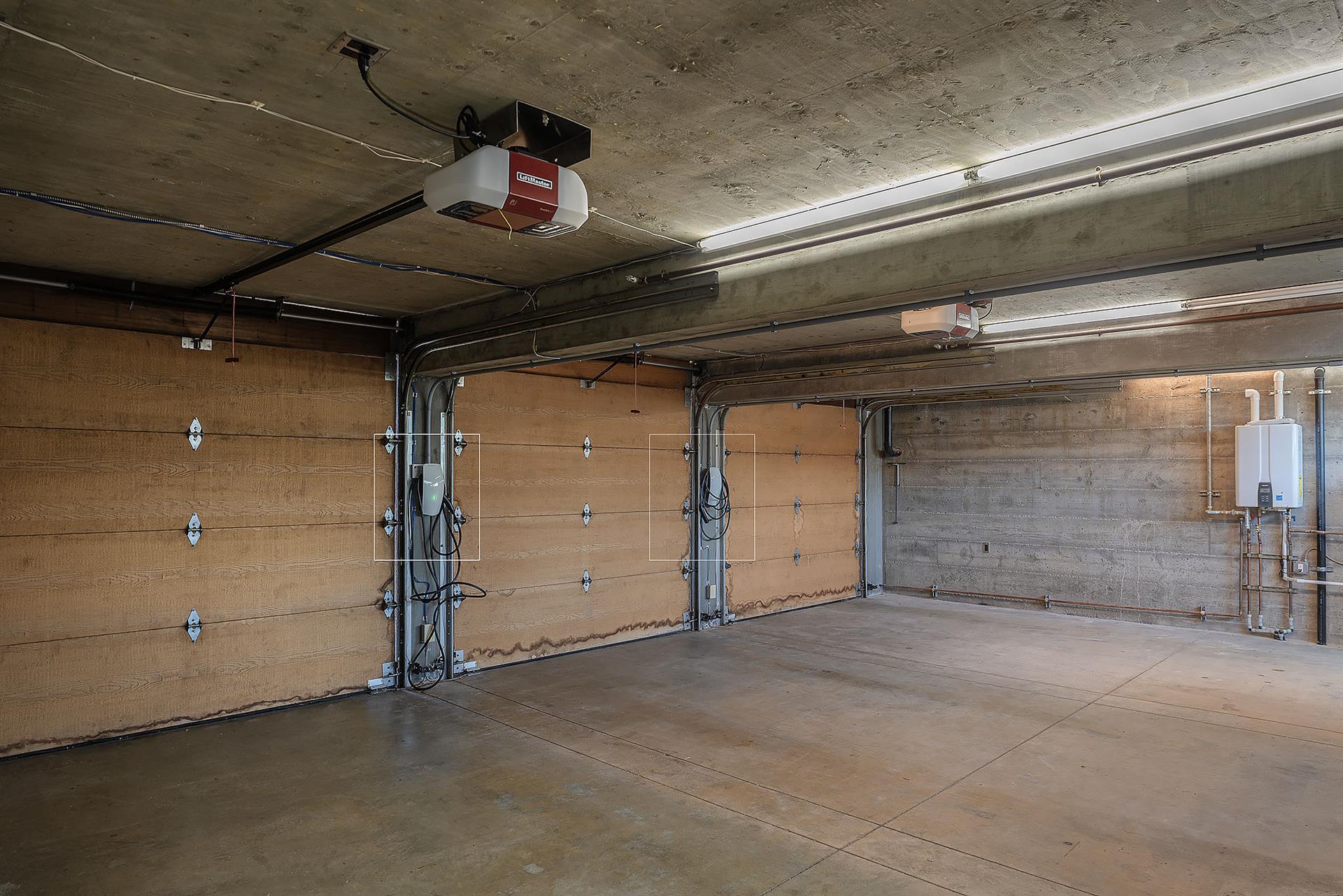 Garage has Two EV Chargers