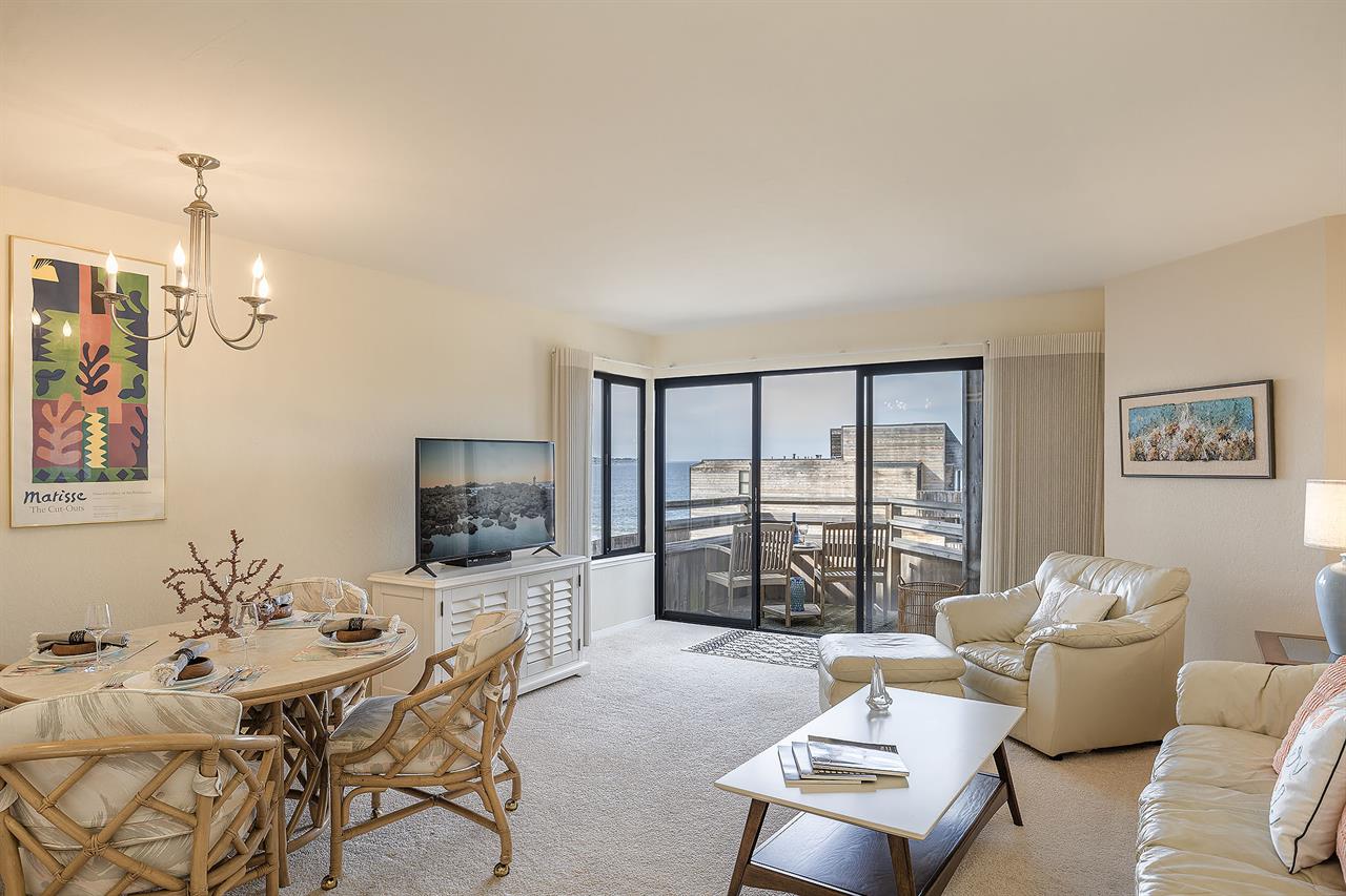 Living Room with Ocean View and HDTV